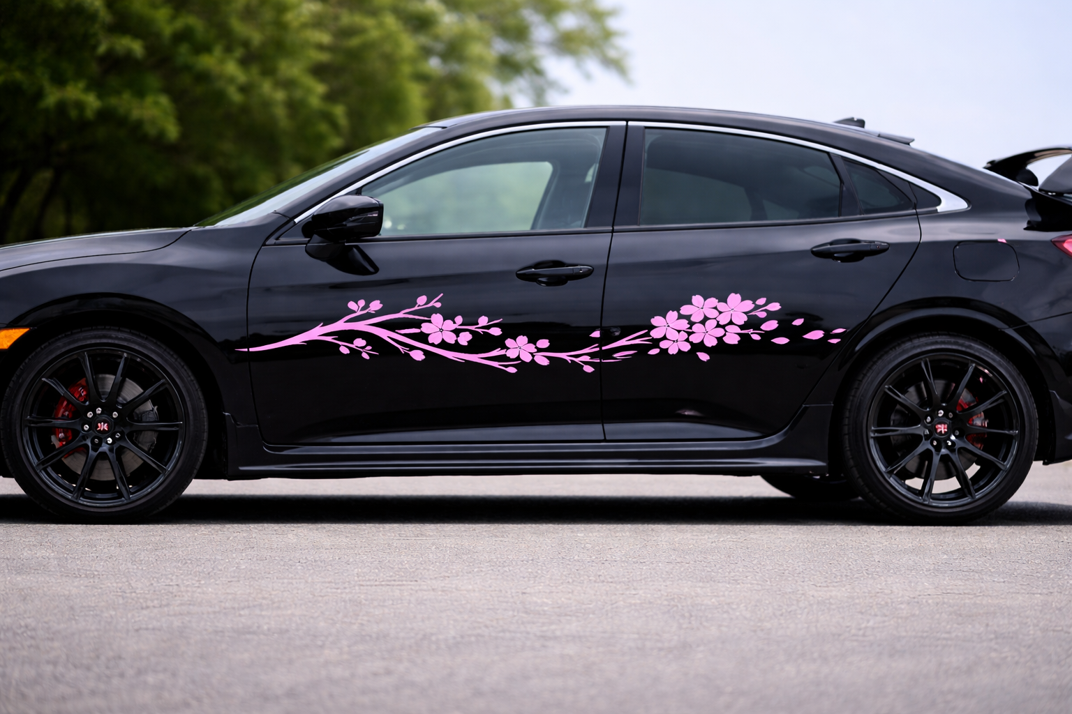 Cherry Blossom Side Door Car Decal – Dual Door Vinyl Wrap