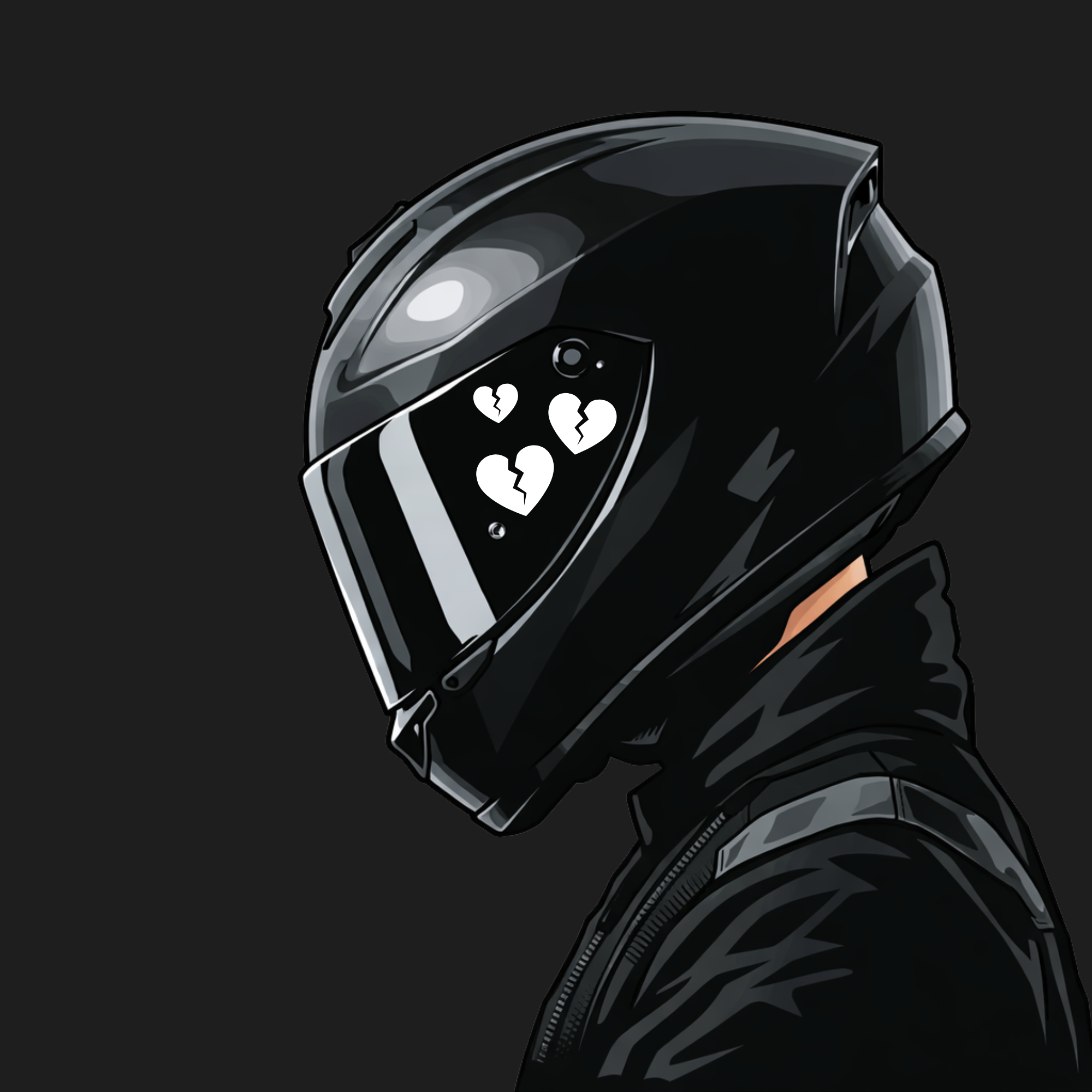 Broken Hearts Motorcycle Helmet Decal