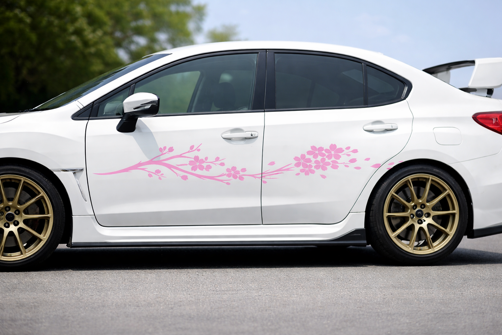 Cherry Blossom Side Door Car Decal – Dual Door Vinyl Wrap