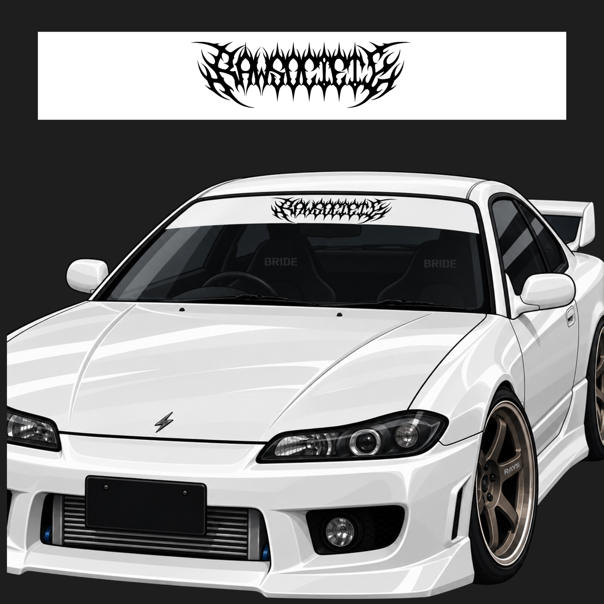 Raw Society Windshield Banner (Cut Out Lettering)