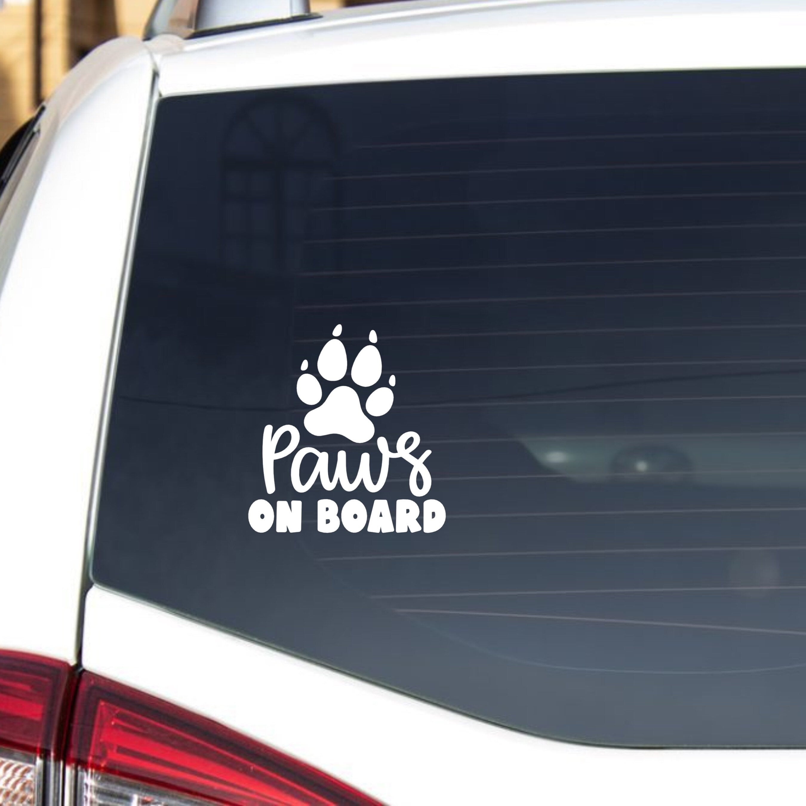 Dog On Board Vinyl Decal | Paws On Board Vinyl Car Decal | Multiple Colors And Sizes | Vinyl Decal | For Cars, Trucks, SUV, Window