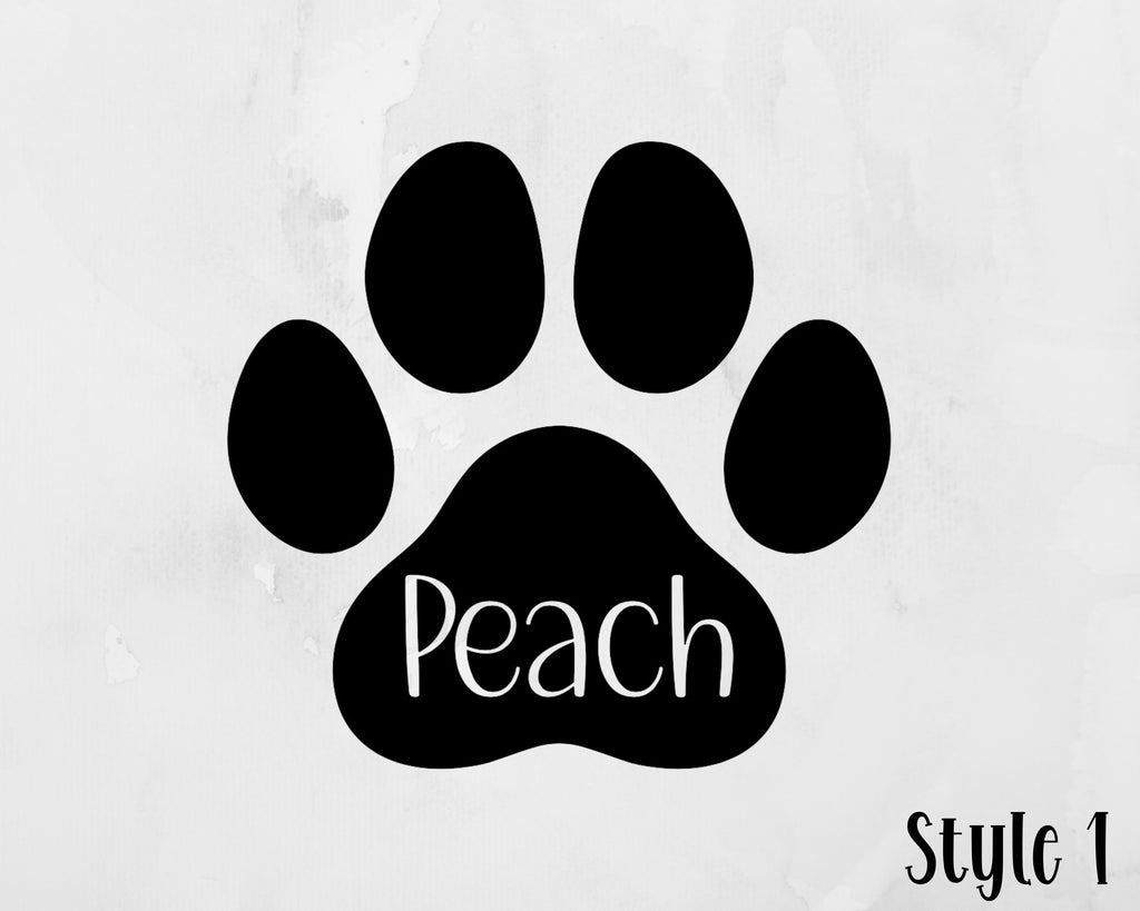 Custom Pet Name Decal | Paw Decal | Paw Print Sticker | Dog Paw Decal | Cat Paw Decal | Car Decal