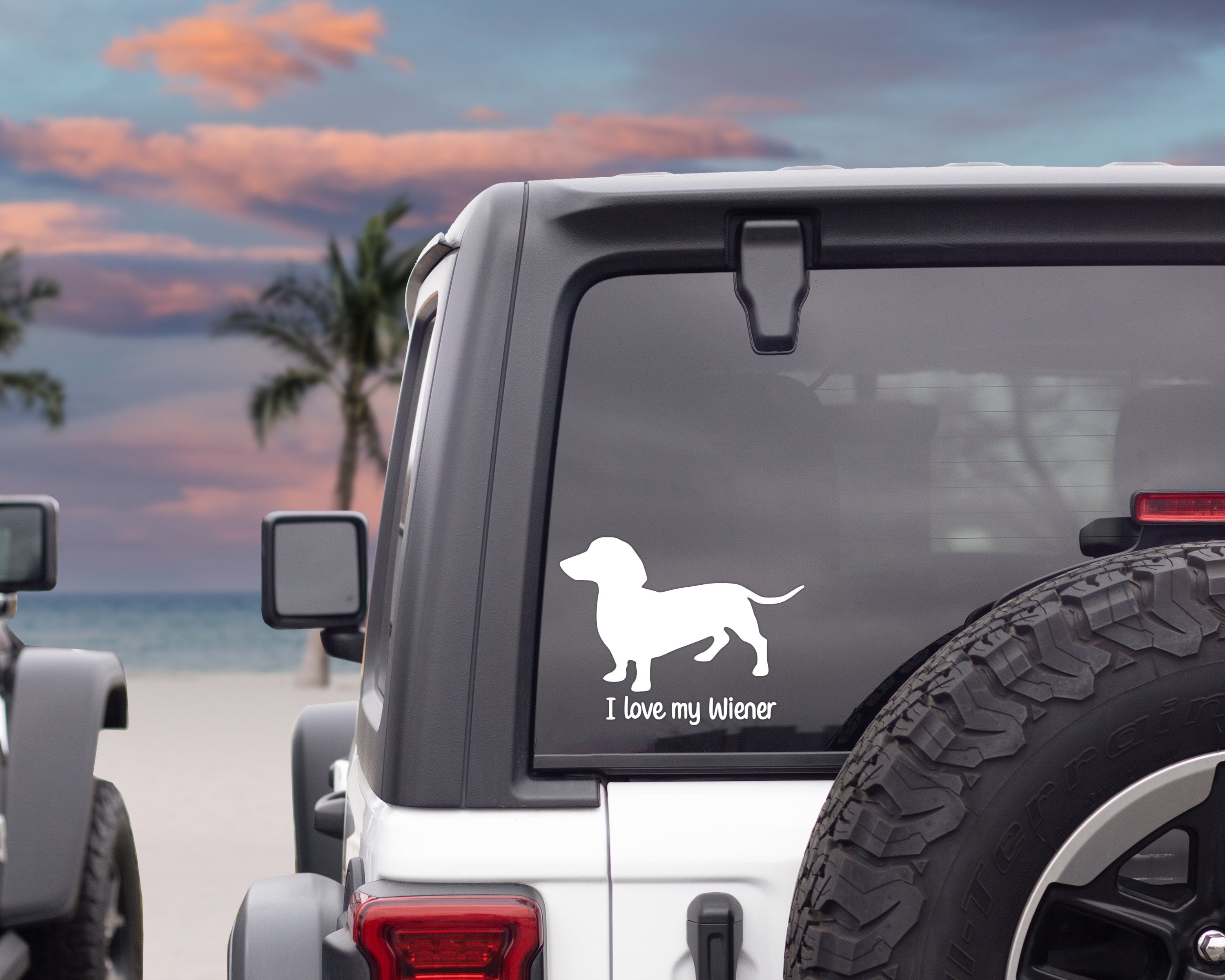 I Love My Wiener Decal | Wiener Dog Sticker | Dog Car Decal | Car Window Sticker | Funny Car Decal | Multiple Colours & Sizes