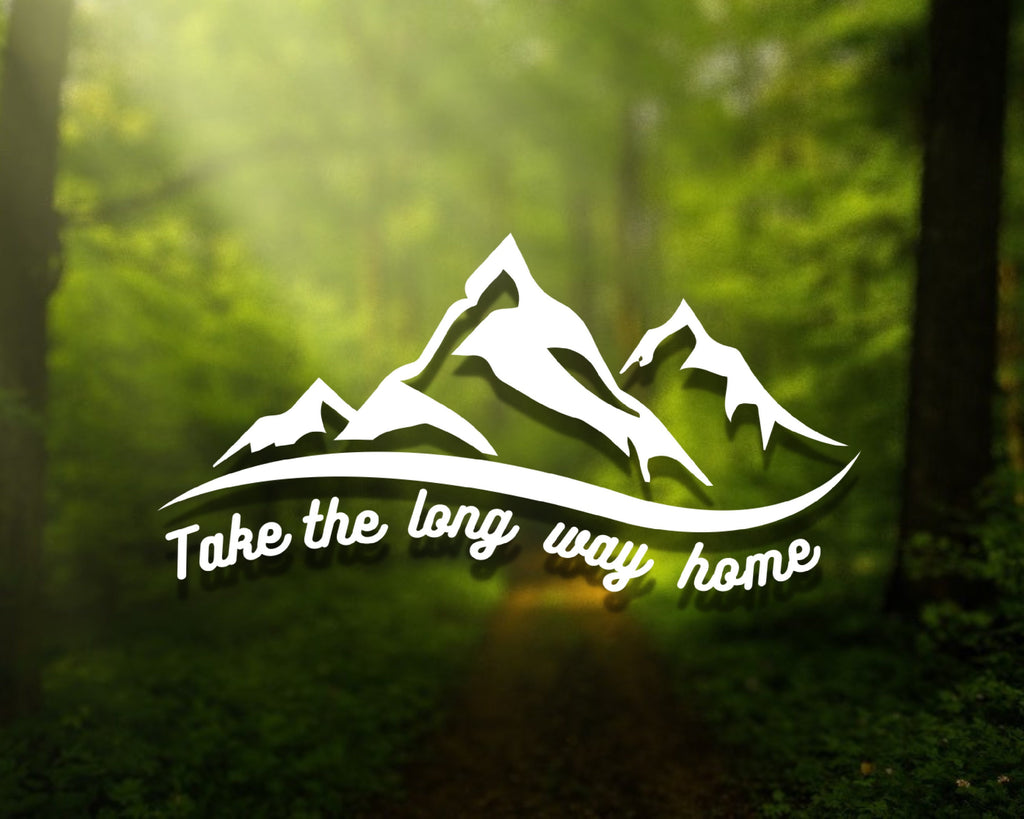 Take The Long Way Home Decal | Explore Decal | Mountain Range Sticker | Car Decals | Window Sticker | Multiple Colours & Sizes