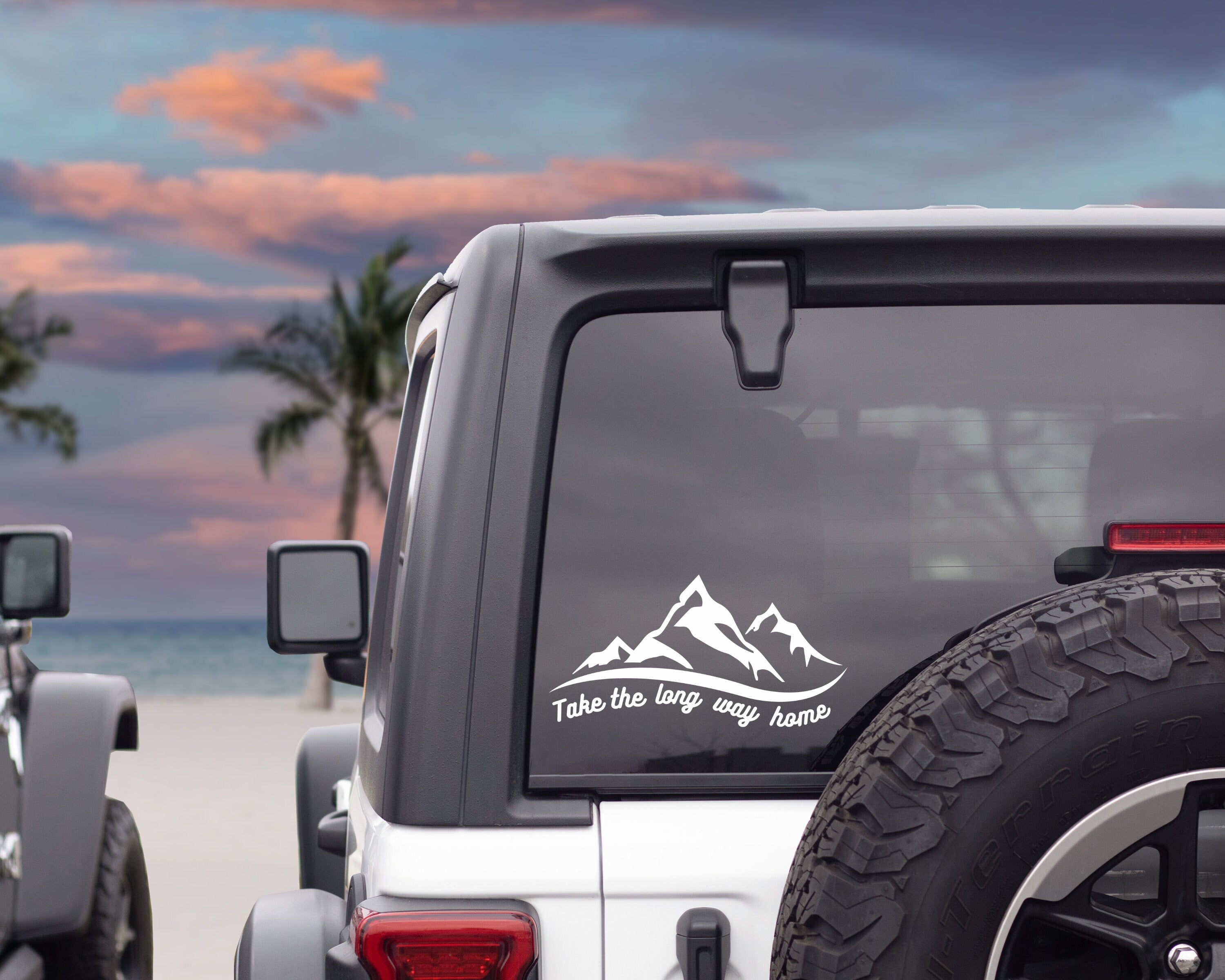 Take The Long Way Home Decal | Explore Decal | Mountain Range Sticker | Car Decals | Window Sticker | Multiple Colours & Sizes