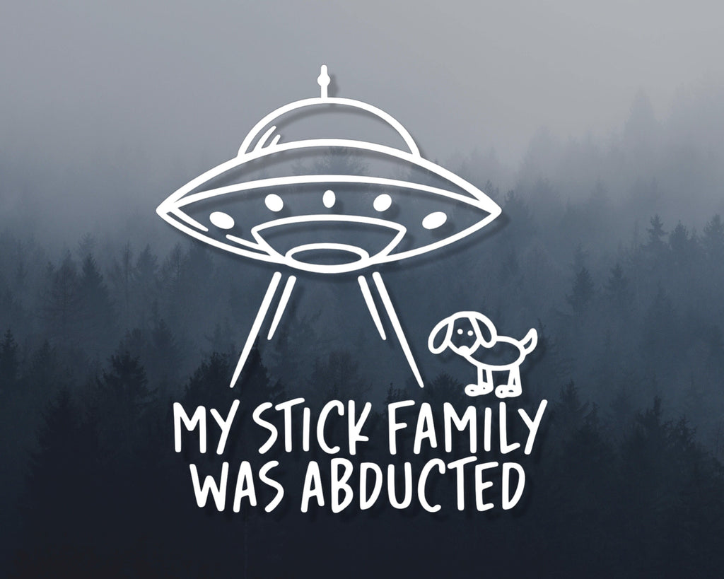 Funny Stick Family Decal | Stick Family Stickers For Car | Alien Abduction Sticker | Alien Sticker | Car Window Decal | Car Decal