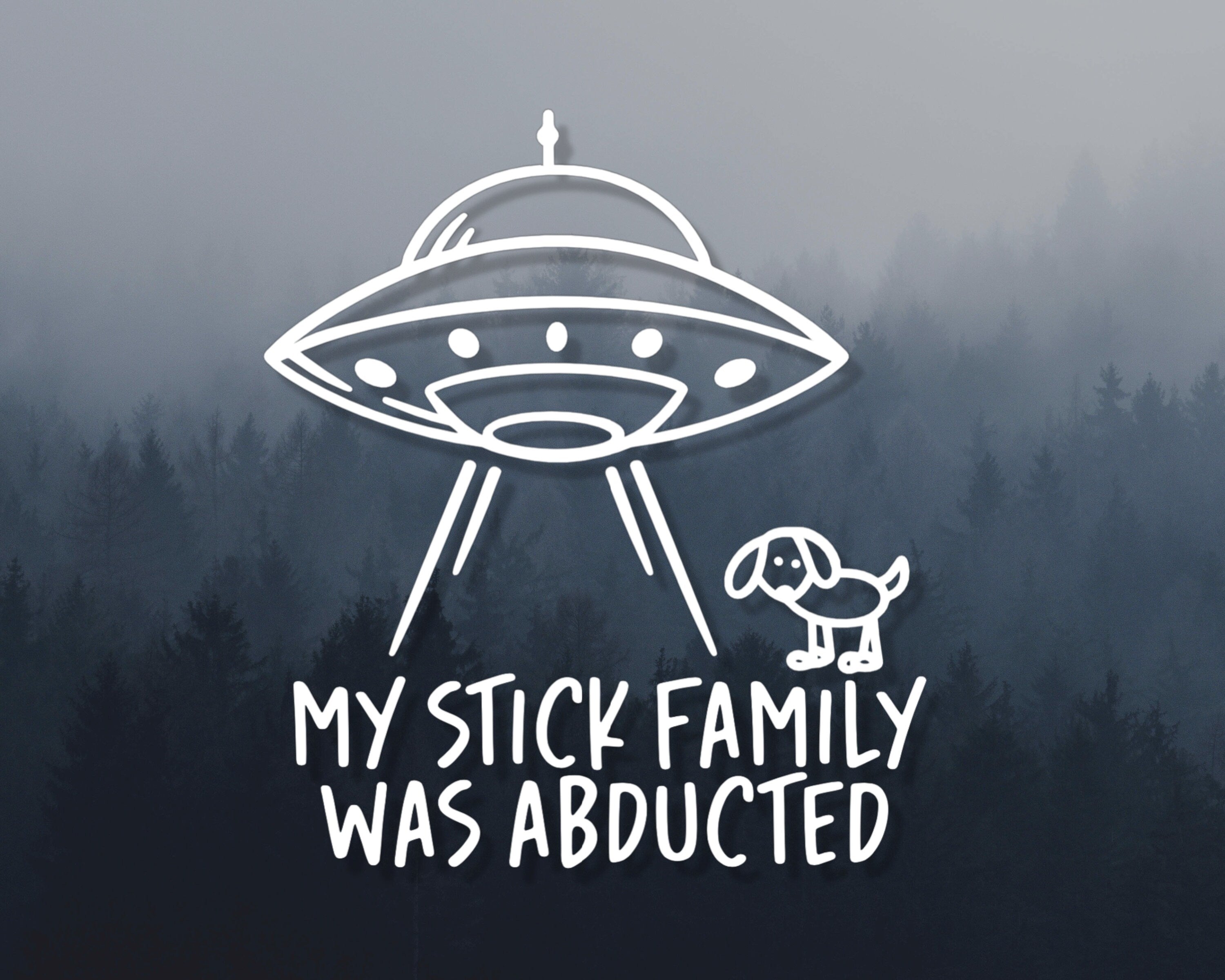 Funny Stick Family Decal | Stick Family Stickers For Car | Alien Abduction Sticker | Alien Sticker | Car Window Decal | Car Decal