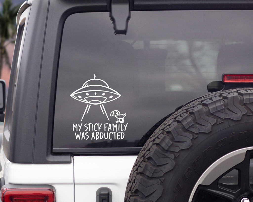 Funny Stick Family Decal | Stick Family Stickers For Car | Alien Abduction Sticker | Alien Sticker | Car Window Decal | Car Decal