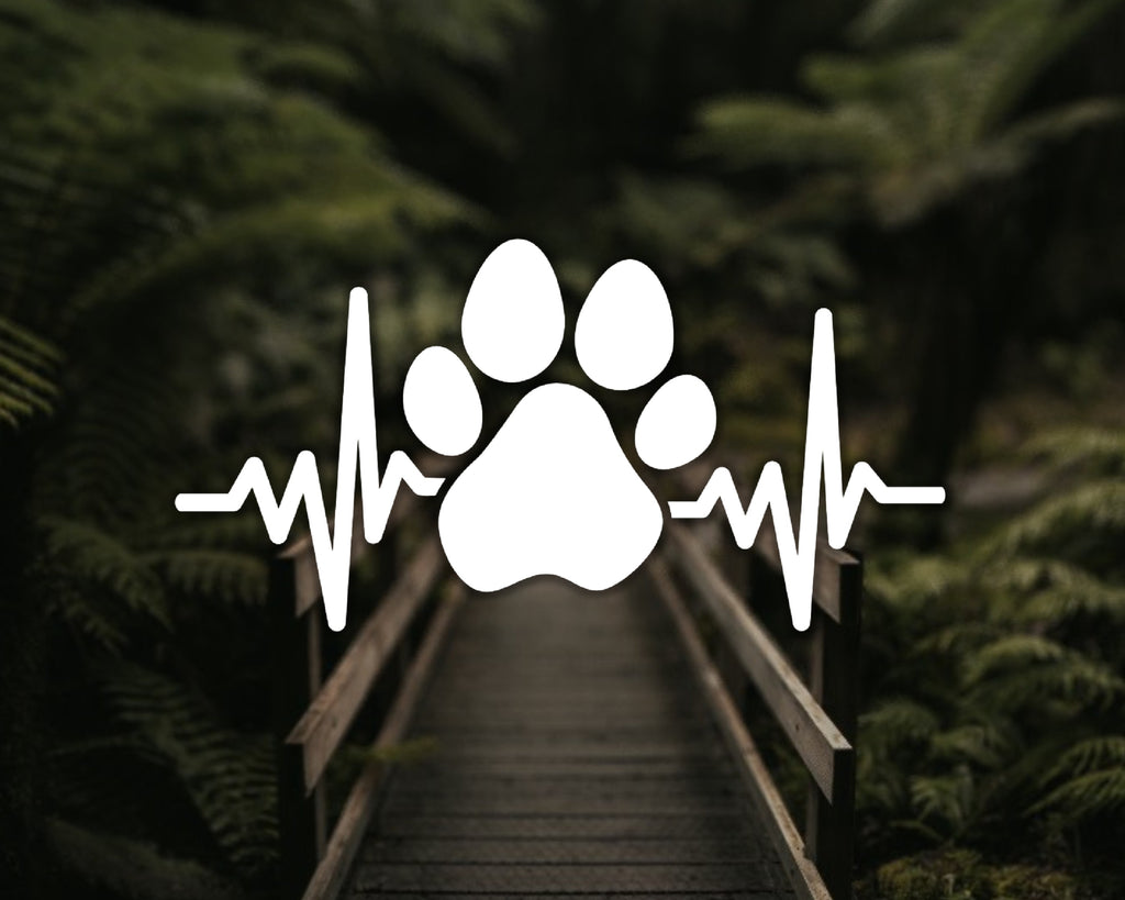 Pet Paw Heartbeat Vinyl Decal | Dog/Cat Heart Sticker | Cat Paw Decal | Car Window Sticker | Hydroflask Sticker | Multiple Sizes & Colours