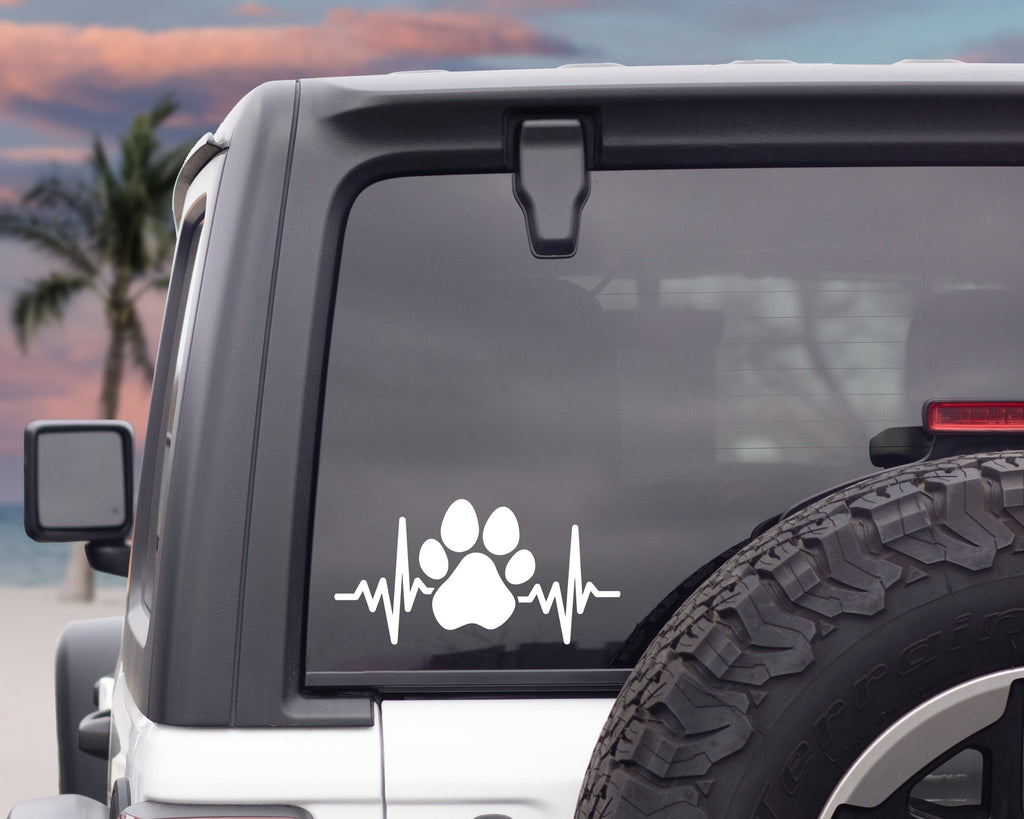 Pet Paw Heartbeat Vinyl Decal | Dog/Cat Heart Sticker | Cat Paw Decal | Car Window Sticker | Hydroflask Sticker | Multiple Sizes & Colours
