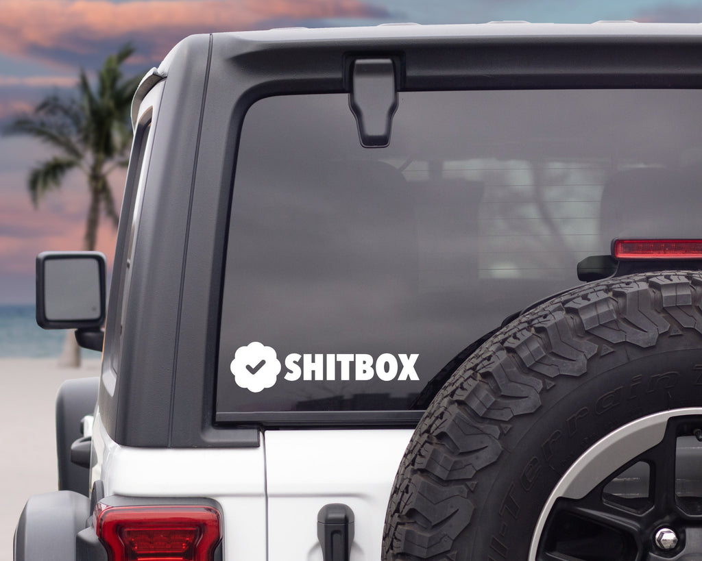 Verified Shitbox Vinyl Decal | Shit Box Decal | JDM Car Stickers | Car Bumper Stickers | Multiple Sizes & Colours