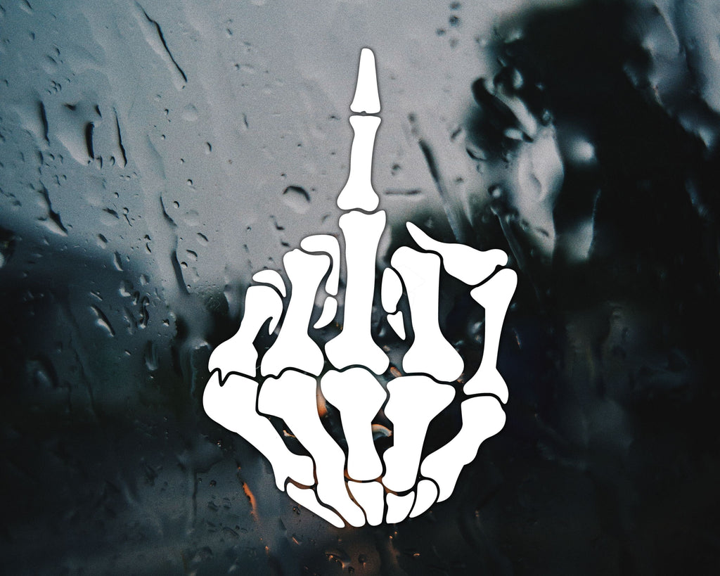 Skeleton Middle Finger Vinyl Car Decal | Skeleton Finger Sticker | Flip Off Sticker | Skeleton The Bird Sticker | Middle Finger Decal