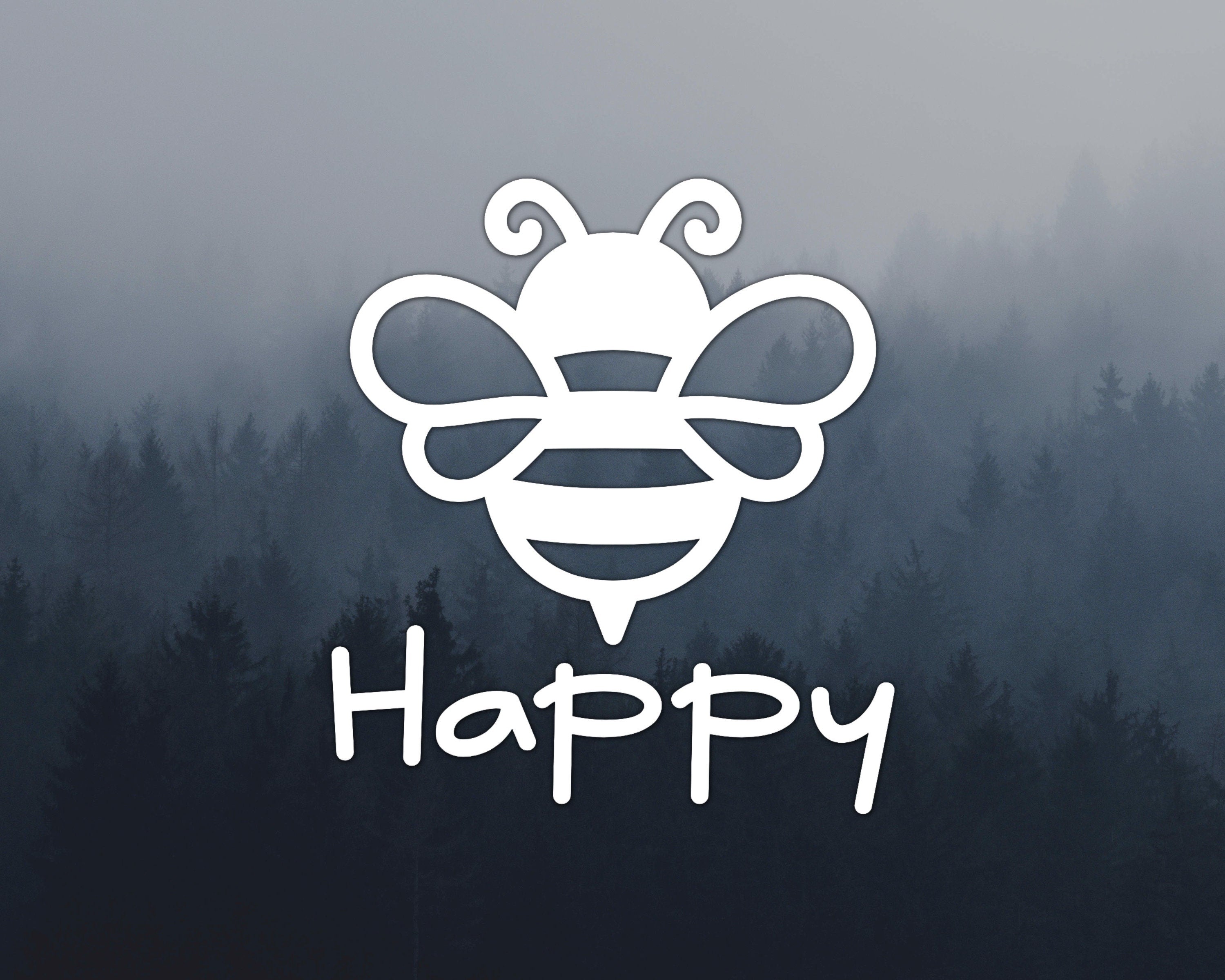 Bee Happy Vinyl Car Decal | Bee Sticker | Be Happy Car Sticker | Bumble Bee Decal | Car Window Sticker | Bee Window Sticker | Car Stickers
