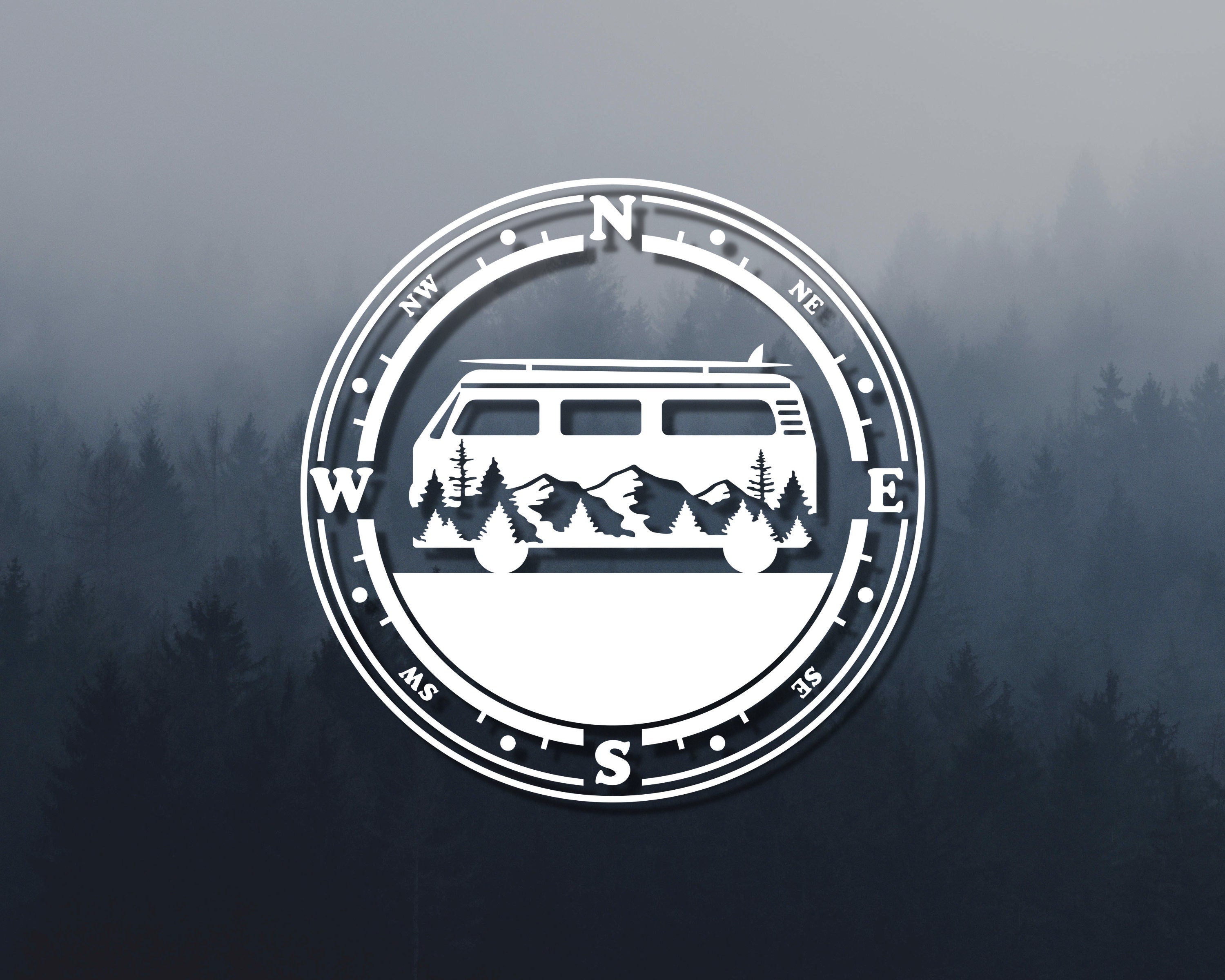 Adventure Vinyl Car Decal | Compass Car Sticker | Mountain Decal | Camper Van Decal | Explore Decal | Explore Sticker | Adventure Sticker