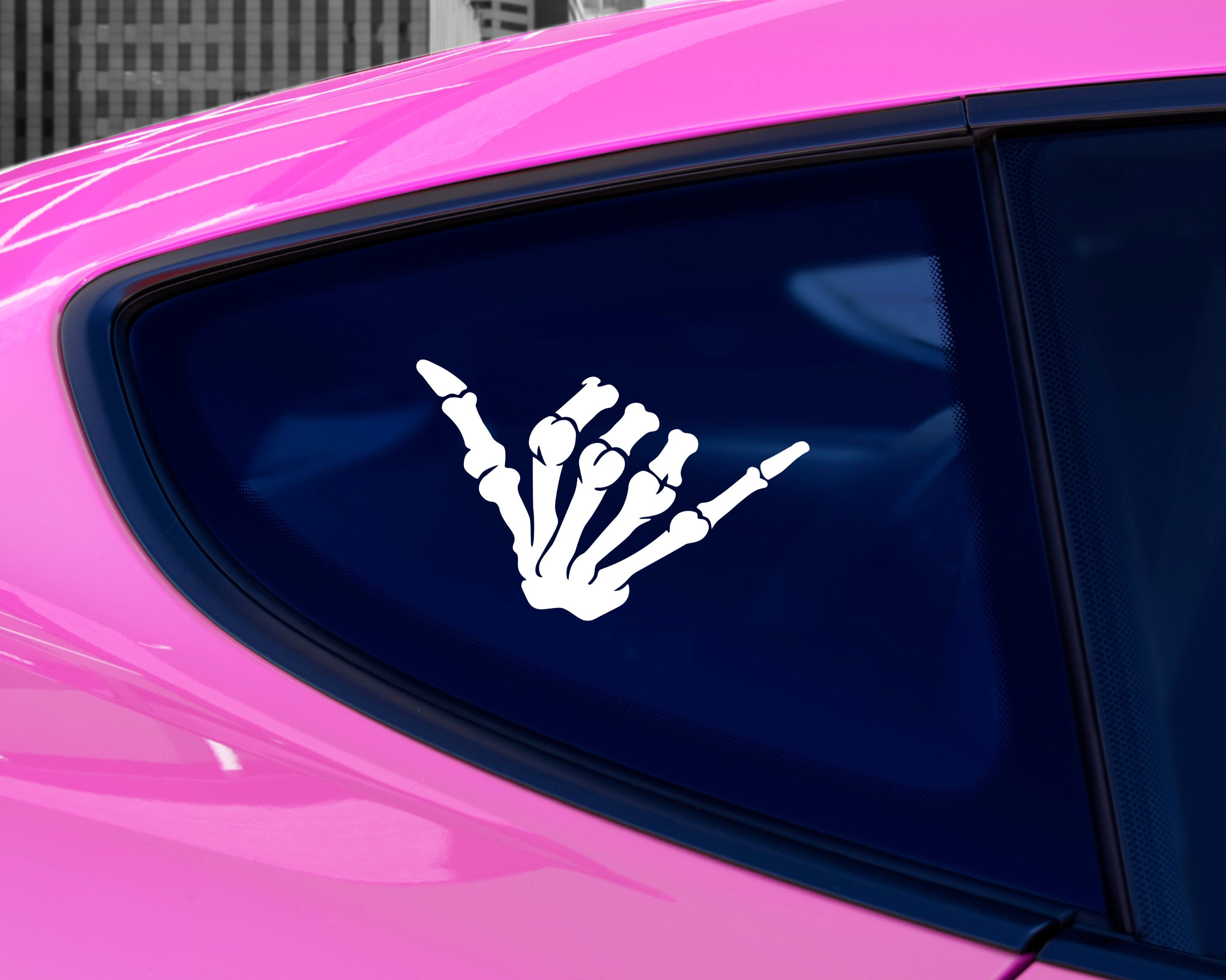 Skeleton Hand Vinyl Car Decal | Shaka Skeleton Sticker | Hang Loose Car Decal | Right On Decal | Car Window Sticker | Car Bumper Stickers