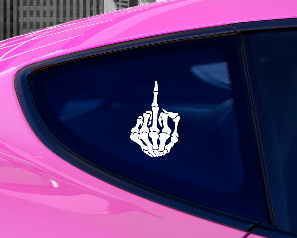 Skeleton Middle Finger Vinyl Car Decal | Skeleton Finger Sticker | Flip Off Sticker | Skeleton The Bird Sticker | Middle Finger Decal