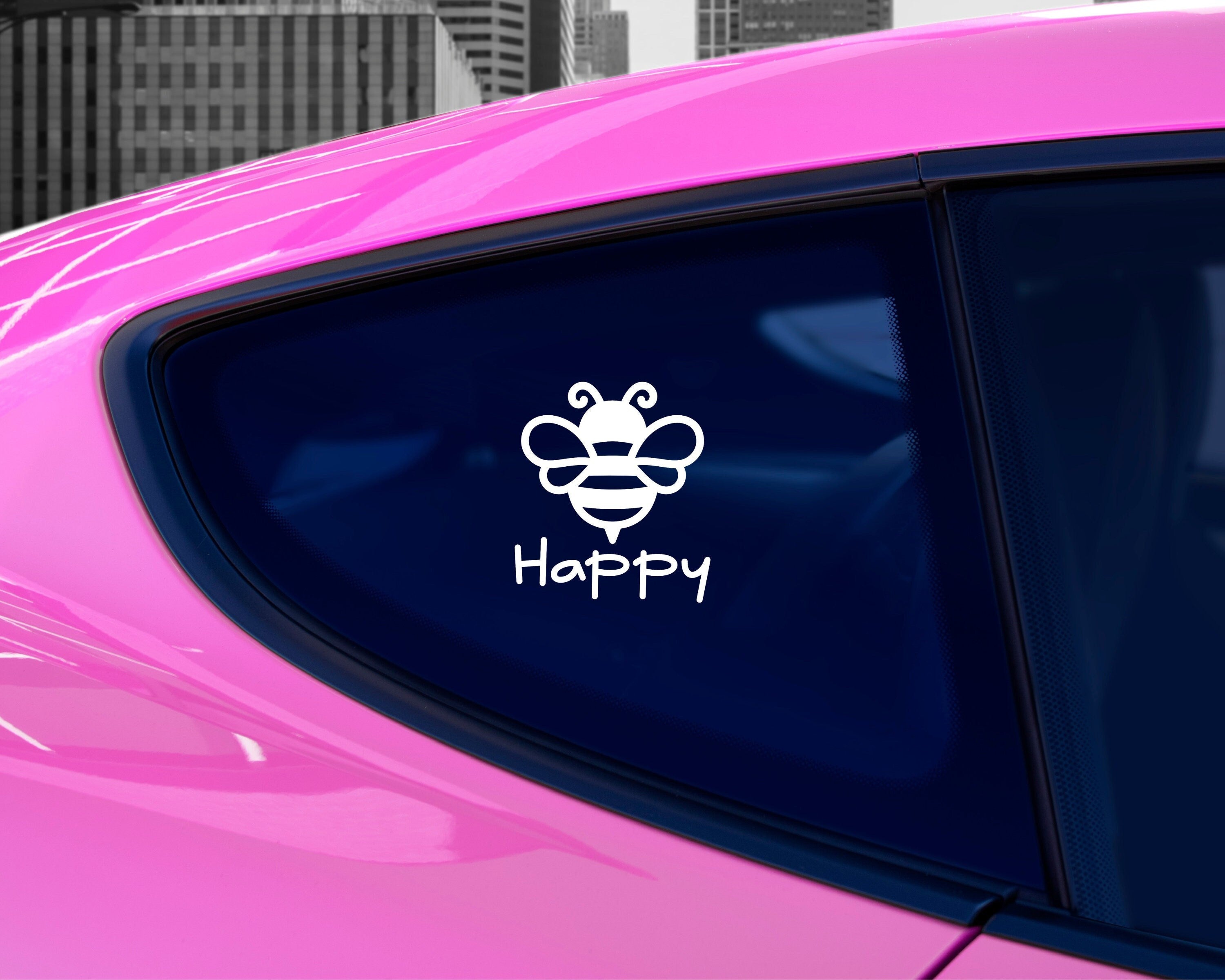 Bee Happy Vinyl Car Decal | Bee Sticker | Be Happy Car Sticker | Bumble Bee Decal | Car Window Sticker | Bee Window Sticker | Car Stickers