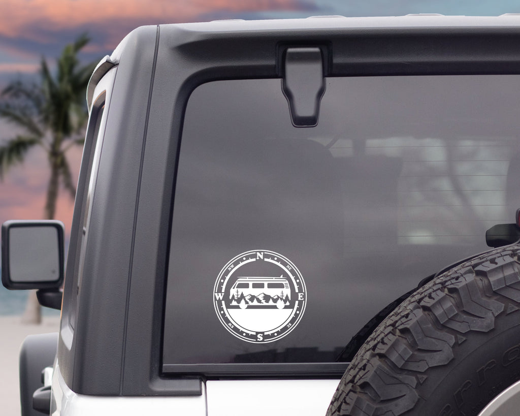 Adventure Vinyl Car Decal | Compass Car Sticker | Mountain Decal | Camper Van Decal | Explore Decal | Explore Sticker | Adventure Sticker