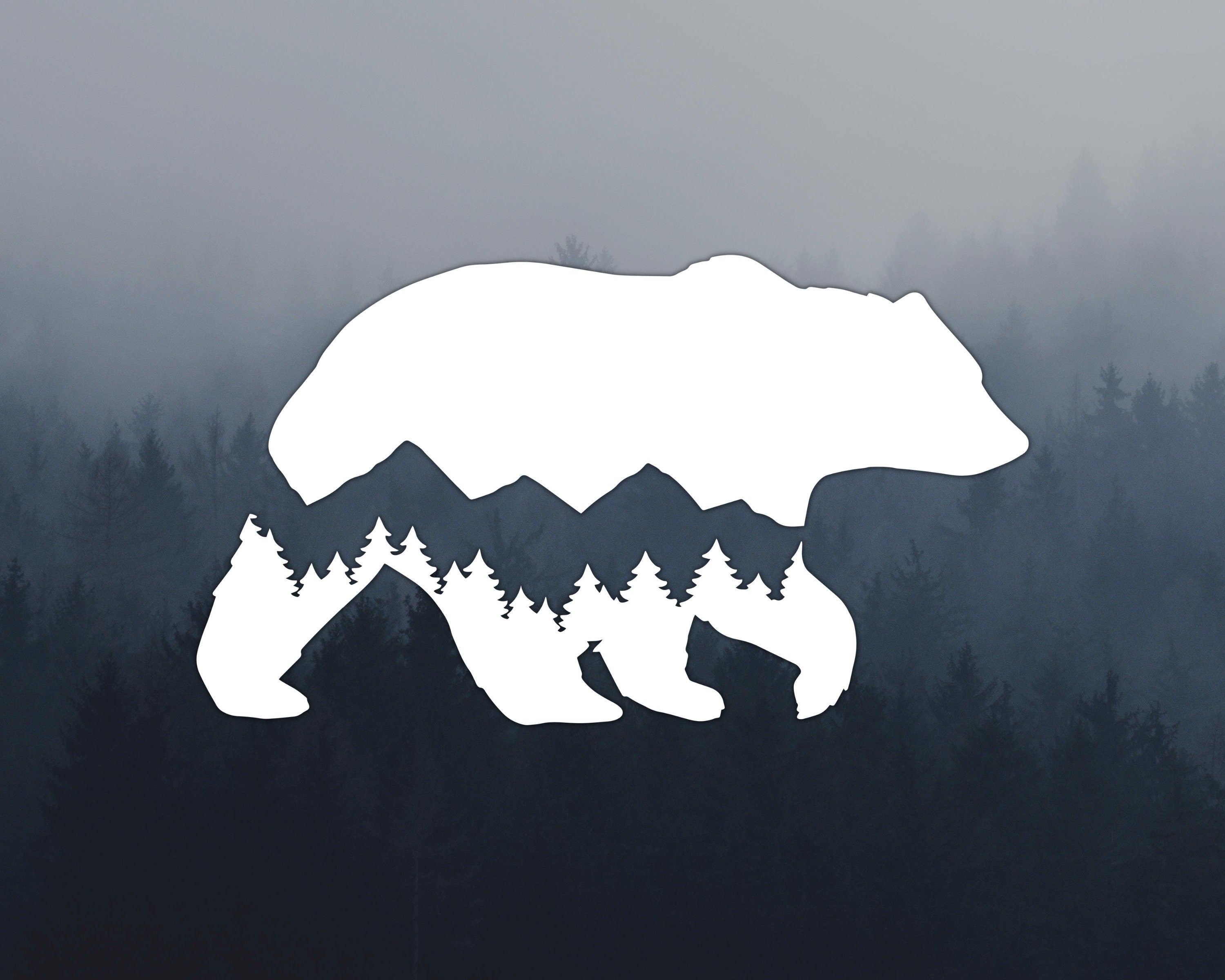Bear Mountain Range Decal | Mountain Range Sticker | Bear Silhouette Decal | Adventure Decal | Explore Sticker | Bear Sticker | Car Decal