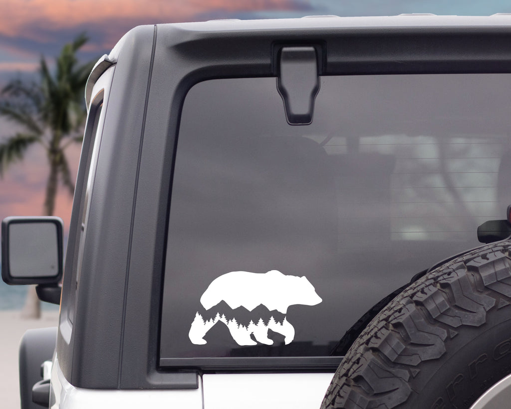 Bear Mountain Range Decal | Mountain Range Sticker | Bear Silhouette Decal | Adventure Decal | Explore Sticker | Bear Sticker | Car Decal