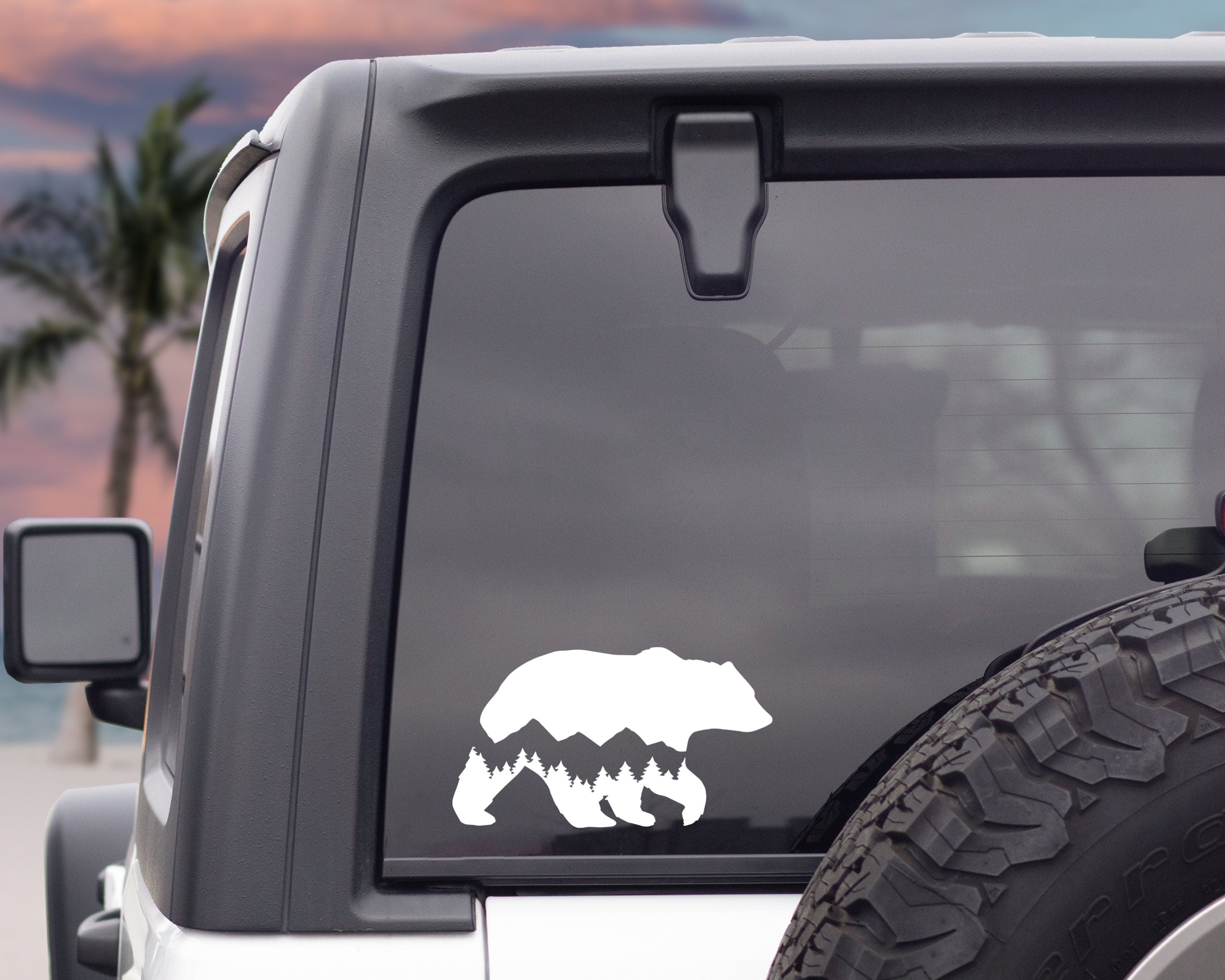 Bear Mountain Range Decal | Mountain Range Sticker | Bear Silhouette Decal | Adventure Decal | Explore Sticker | Bear Sticker | Car Decal