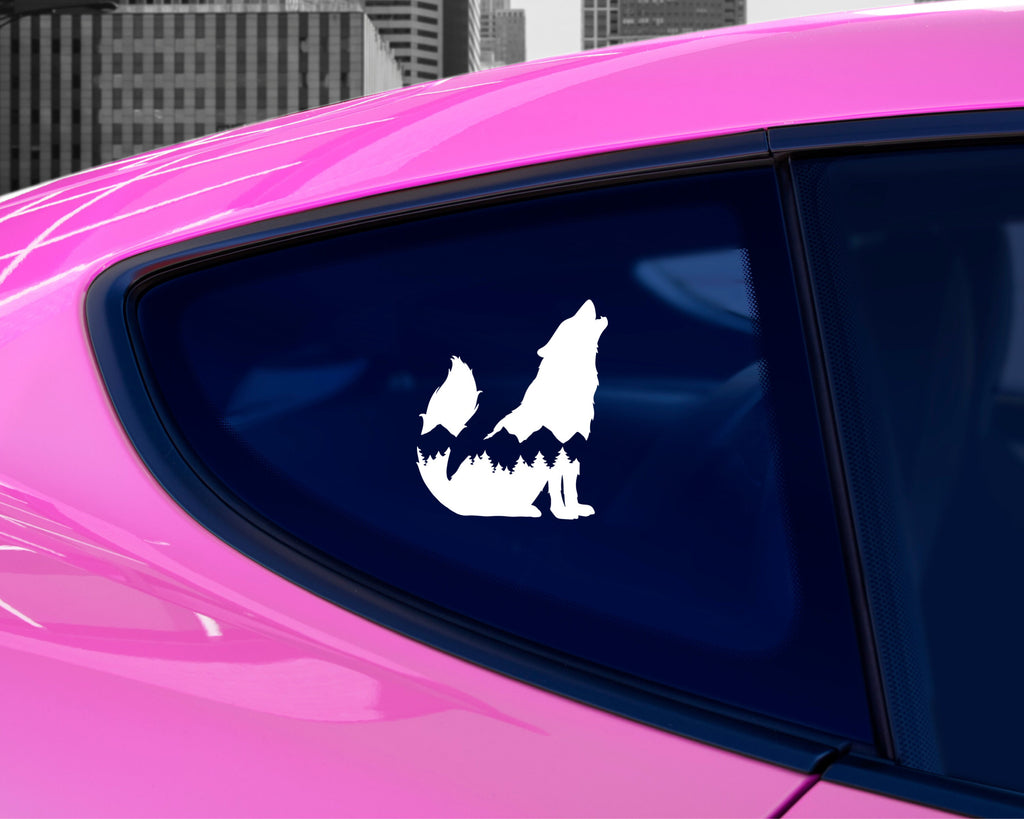 Wolf Mountain Range Decal | Mountain Range Sticker | Wolf Silhouette Decal | Adventure Decal | Explore Sticker | Wolf Sticker | Car Decal