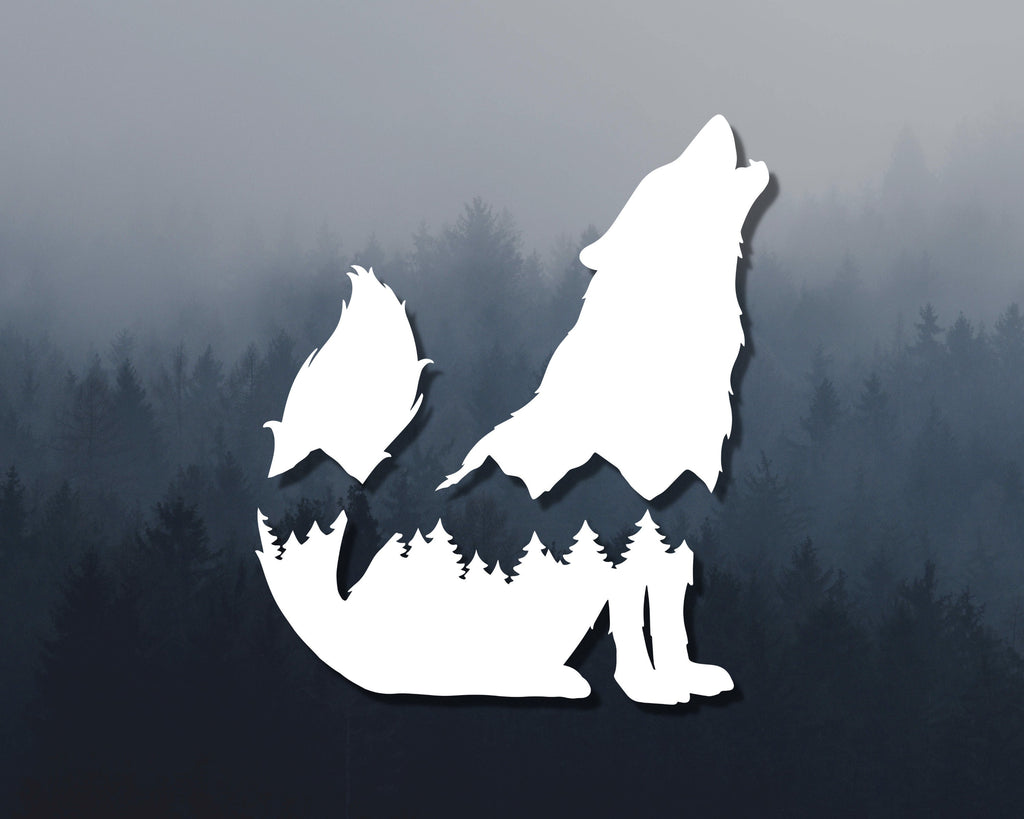 Wolf Mountain Range Decal | Mountain Range Sticker | Wolf Silhouette Decal | Adventure Decal | Explore Sticker | Wolf Sticker | Car Decal