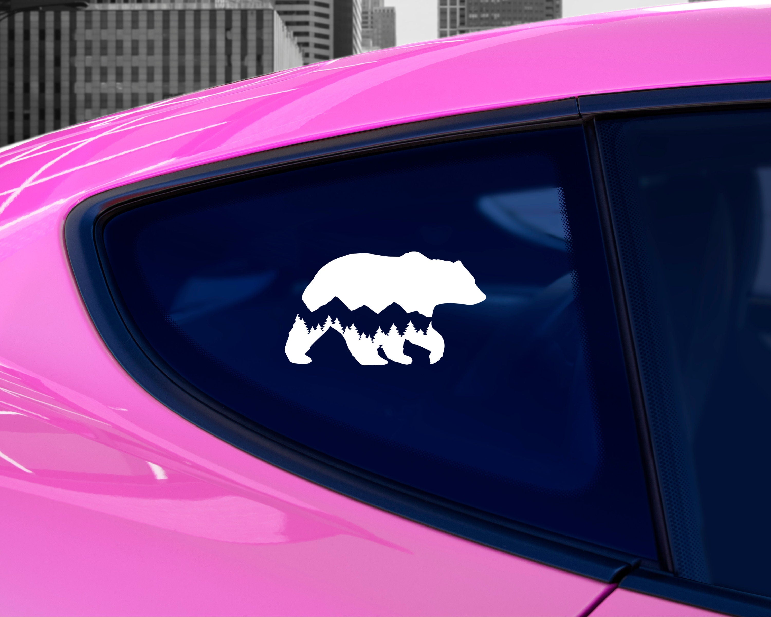 Bear Mountain Range Decal | Mountain Range Sticker | Bear Silhouette Decal | Adventure Decal | Explore Sticker | Bear Sticker | Car Decal