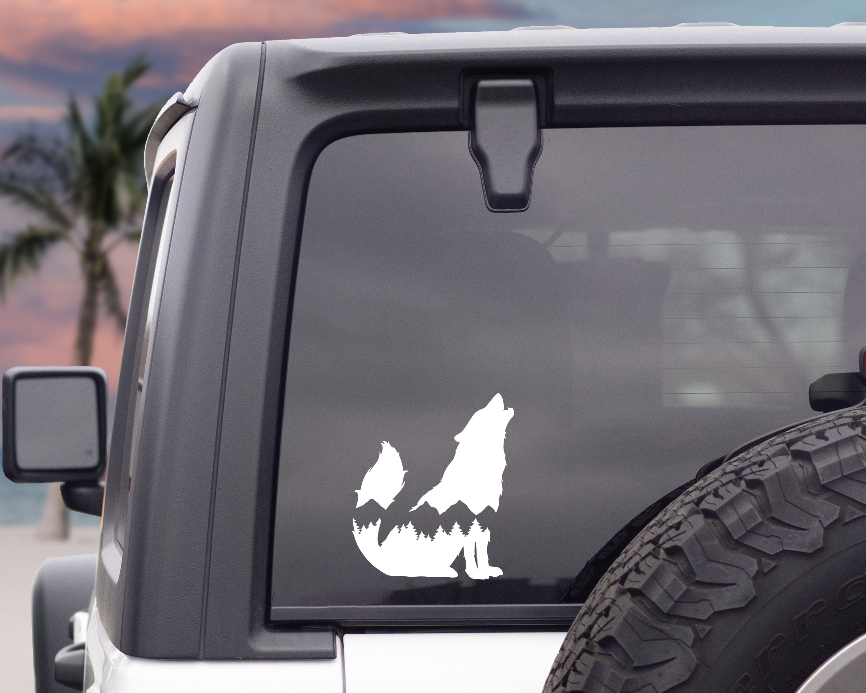 Wolf Mountain Range Decal | Mountain Range Sticker | Wolf Silhouette Decal | Adventure Decal | Explore Sticker | Wolf Sticker | Car Decal