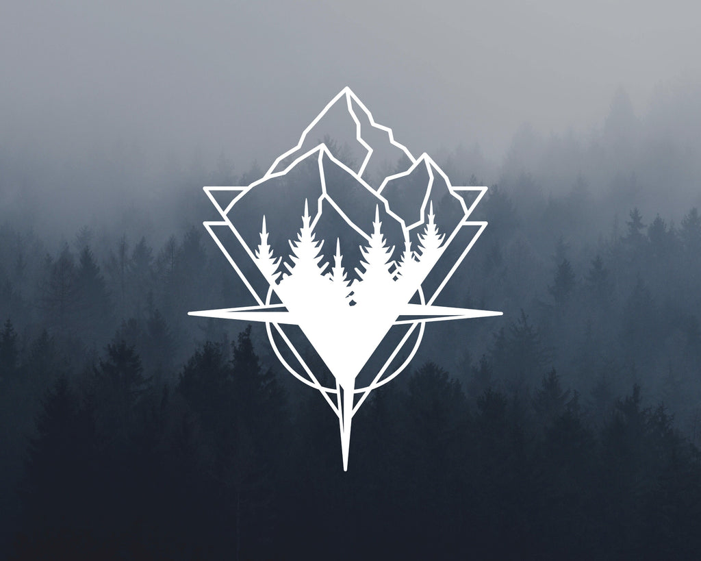 Compass with Mountains Decal | Adventure Decal | Compass Sticker | Compass Hood Decal | Explore Decal | Outdoor, Window Decal,  Car Decal