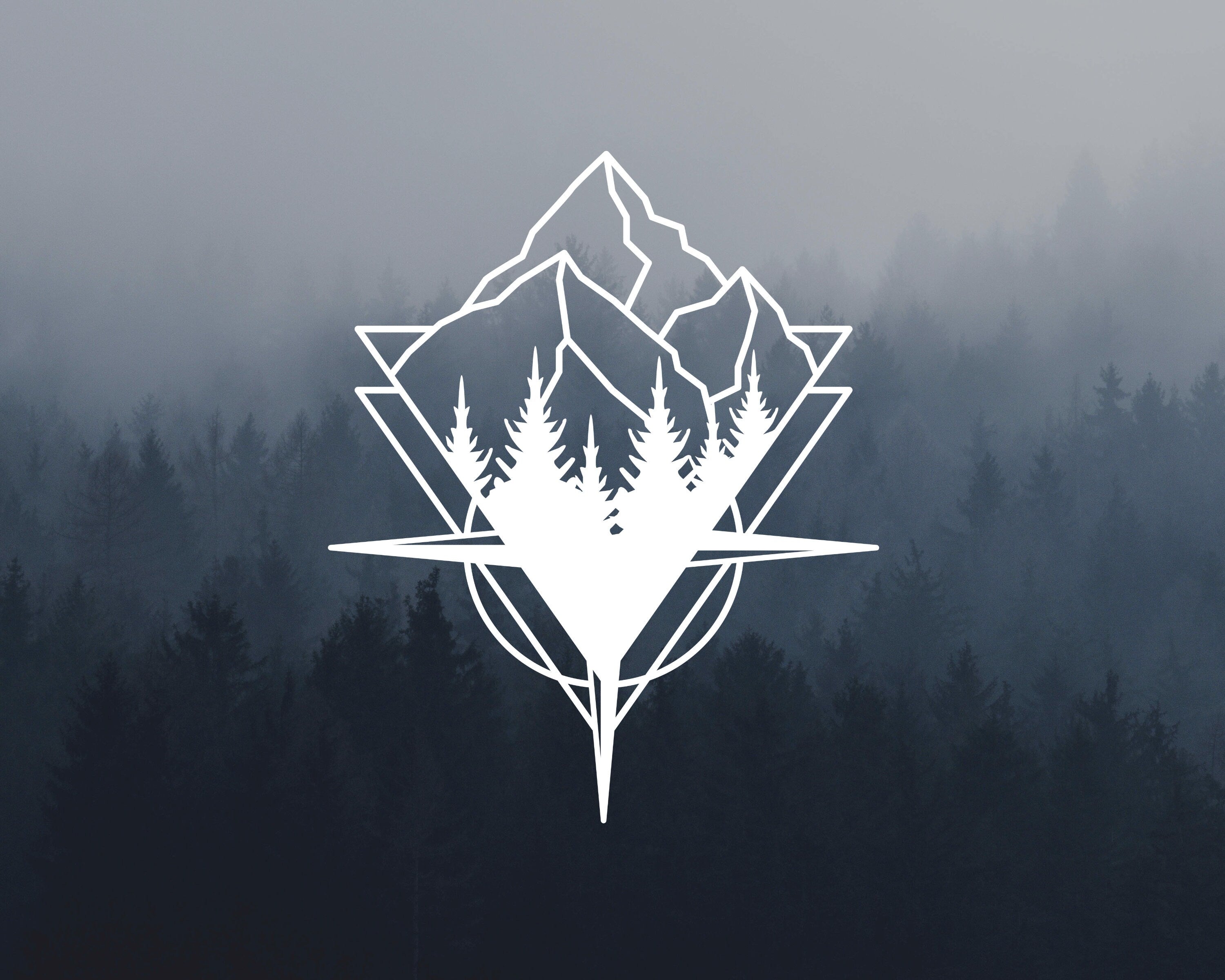 Compass with Mountains Decal | Adventure Decal | Compass Sticker | Compass Hood Decal | Explore Decal | Outdoor, Window Decal,  Car Decal