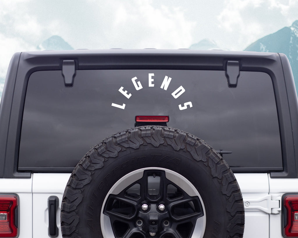 LEGENDS Rear Wiper Window Sticker | Car Decal | Rear Wiper Car Sticker | Arched Car Decal | Car Vinyl Decal | Multiple Sizes & Colours