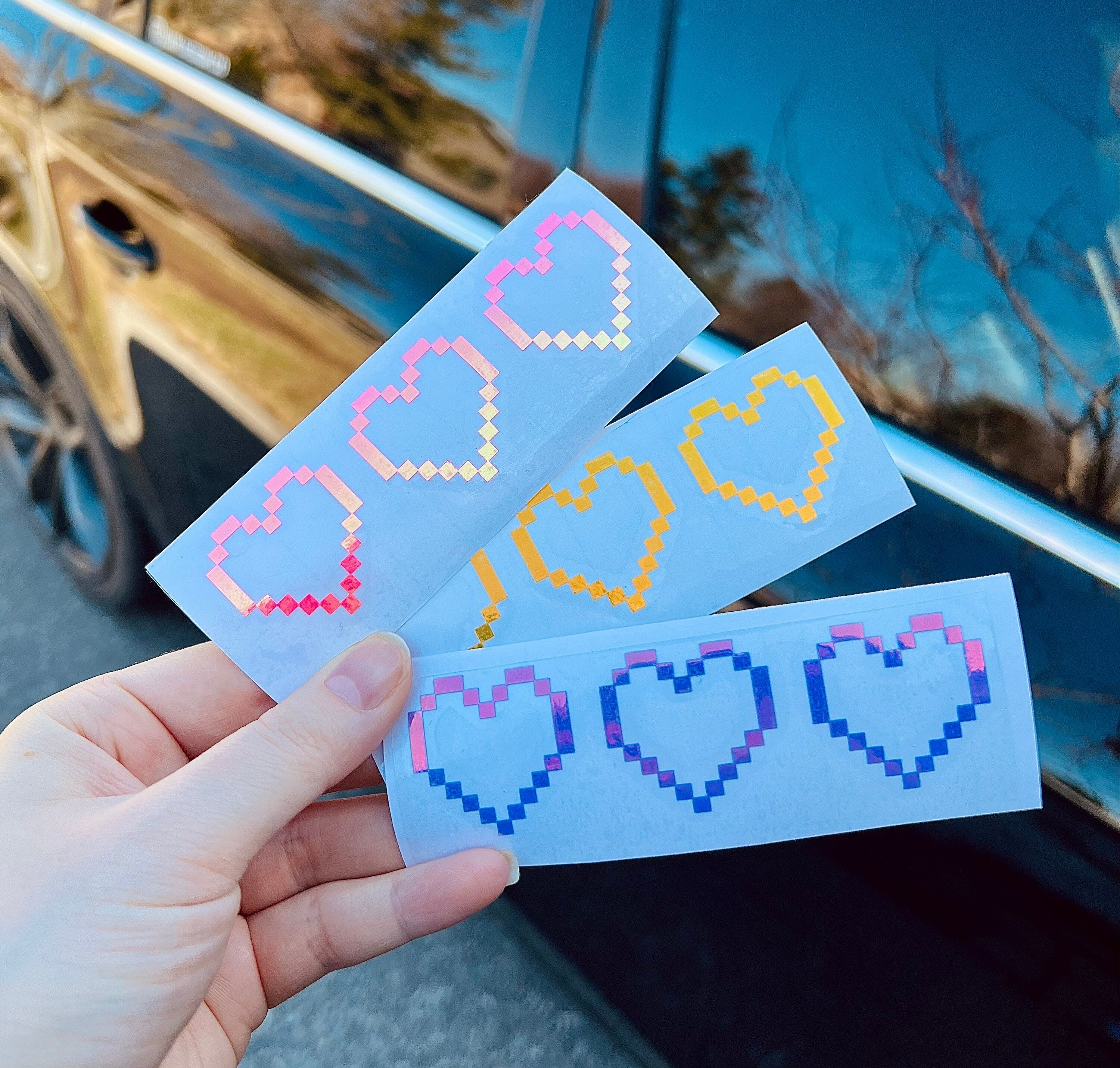 Pixel Heart Vinyl Decal | Love Heart Sticker | Pixel Vinyl Decal | Car Vinyl Stickers | Video Game Decal | Holographic Decals | Car Decals