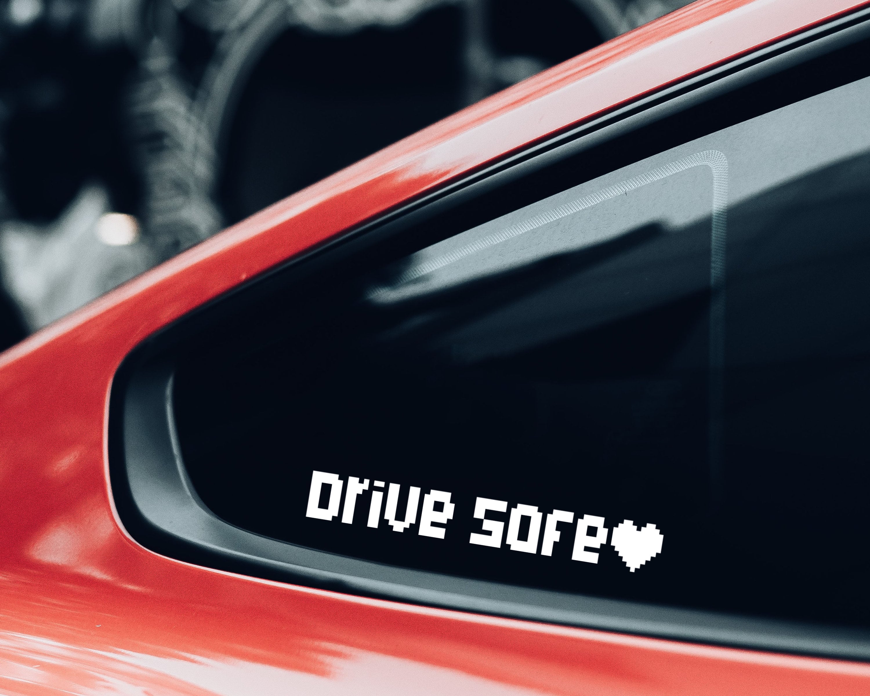 Drive Safe Vinyl Decal | Pixel Drive Safe Decal | Holographic Car Decals | Cute Car Stickers | Drive Safe Sticker | Pixel Heart Decal