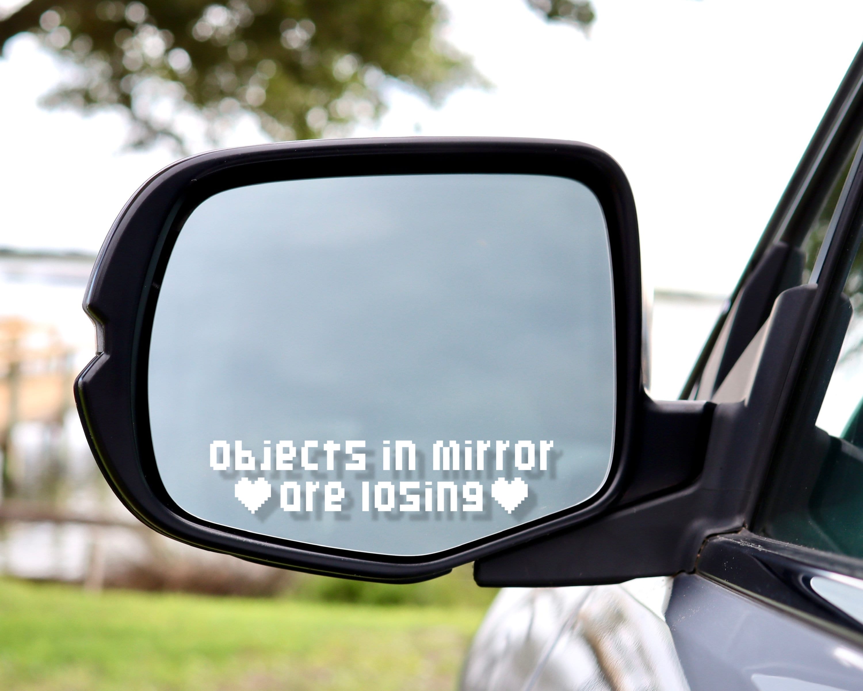 Objects in Mirror Are Losing Mirror Decal | Car Mirror Decal | Pixel Heart Vinyl Decal | Anime Car Decal | Holographic Decal | Car Sticker
