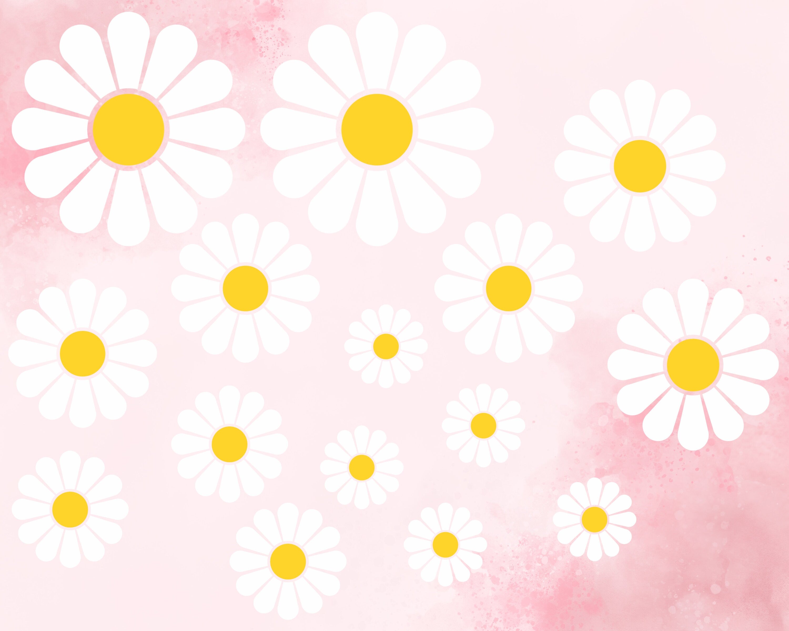 Daisy Decal Set of 14, Flower Decals for Cars, Pack of 14 Daisy Decals, Flower Car Decal, Hippie Flower Stickers. Daisy Waterbottle Stickers