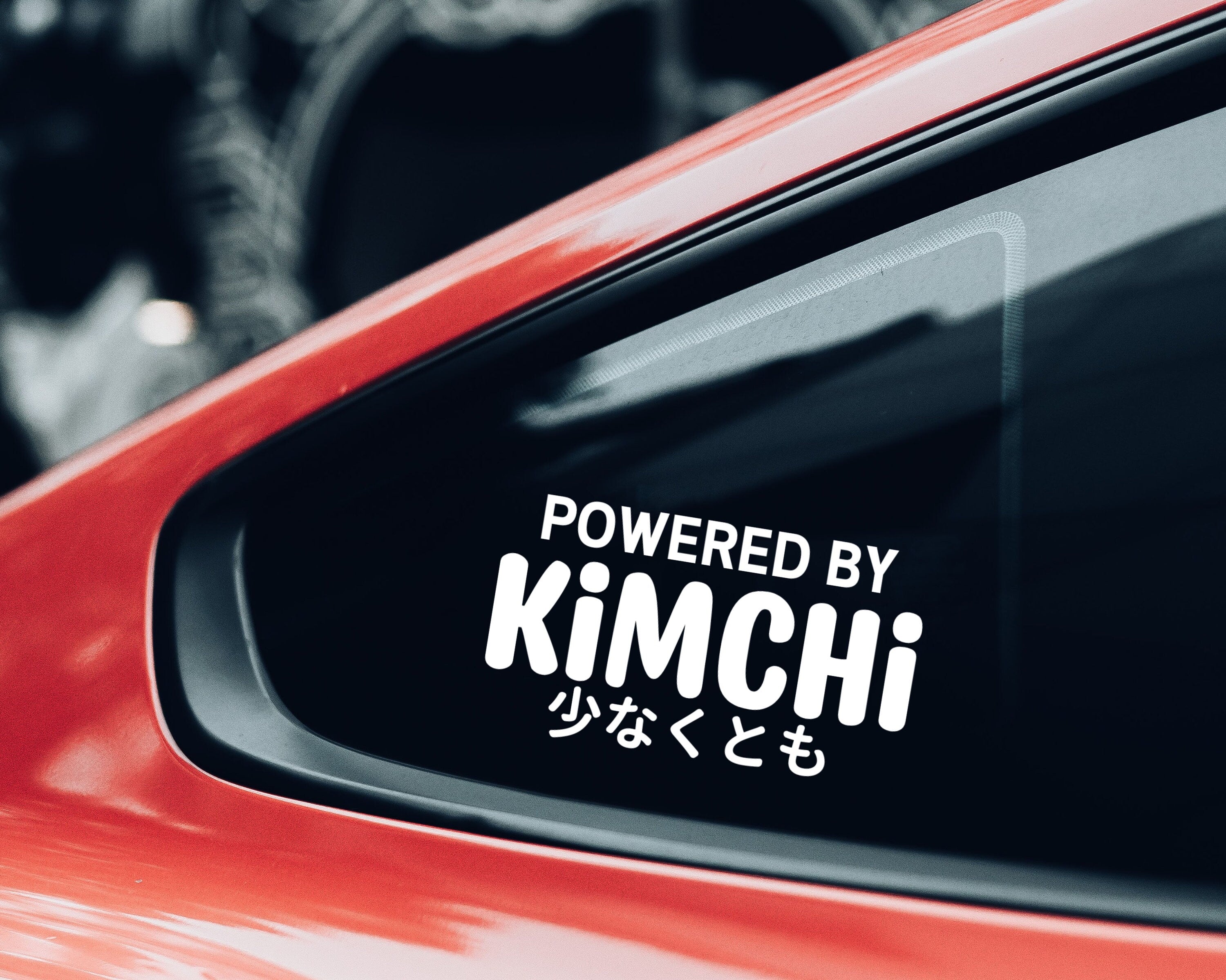 Powered By Kimchi Vinyl Car Decal: JDM Kanji Sticker