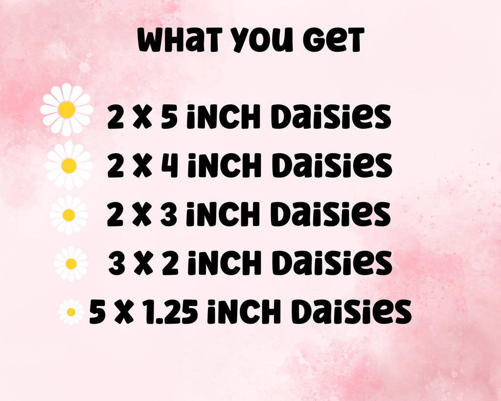 Daisy Decal Set of 14, Flower Decals for Cars, Pack of 14 Daisy Decals, Flower Car Decal, Hippie Flower Stickers. Daisy Waterbottle Stickers