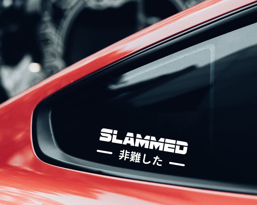 Slammed Vinyl Car Decal, JDM Vinyl Decals, Japanese Car Decal, Kanji Vinyl Sticker, Car Window Sticker, Static Car Decal, Car Bumper Sticker