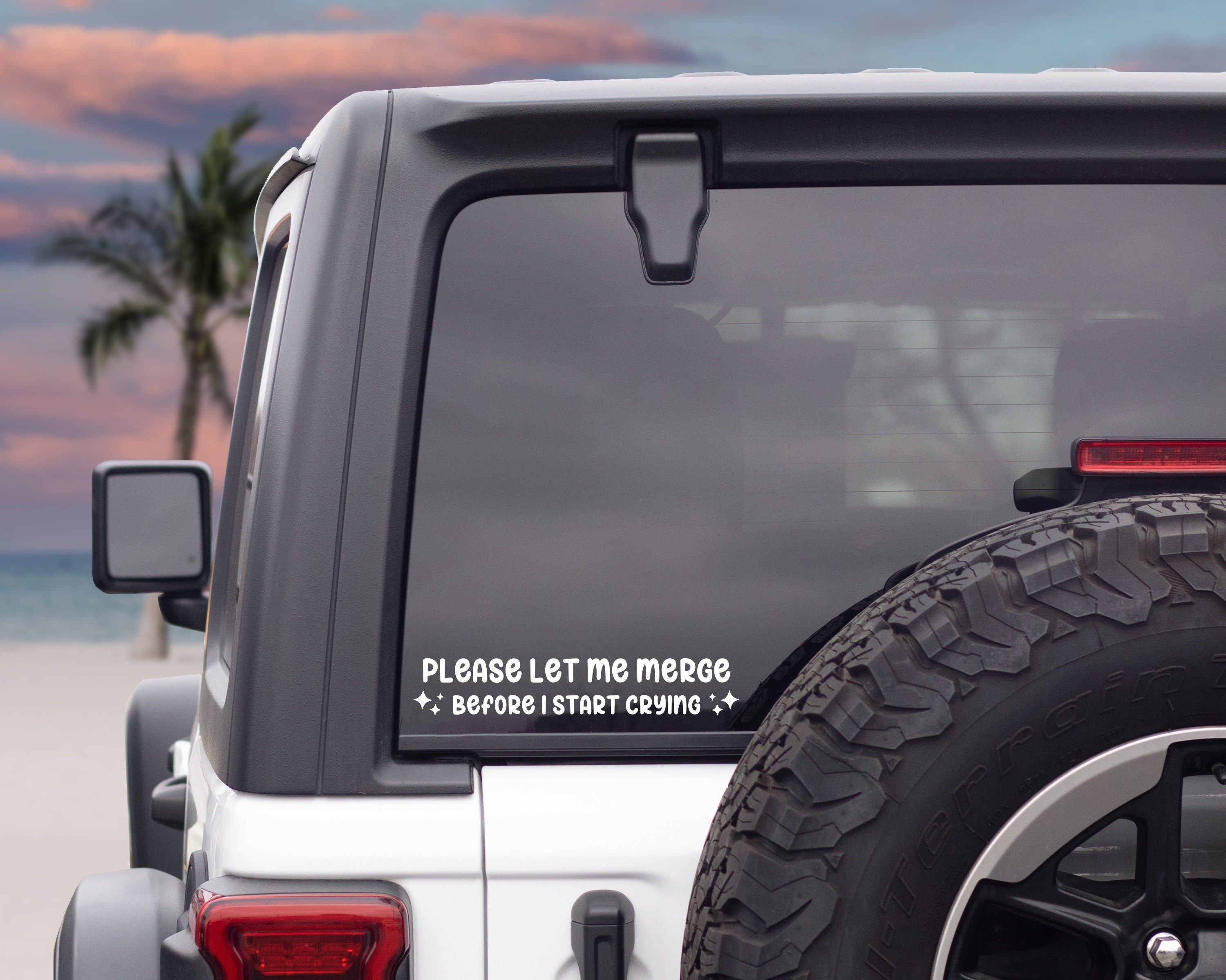 Please Let Me Merge Before I Start Crying | Funny Car Bumper Sticker | Car Window Sticker | Custom Vinyl Decal | Multiple Sizes & Colours