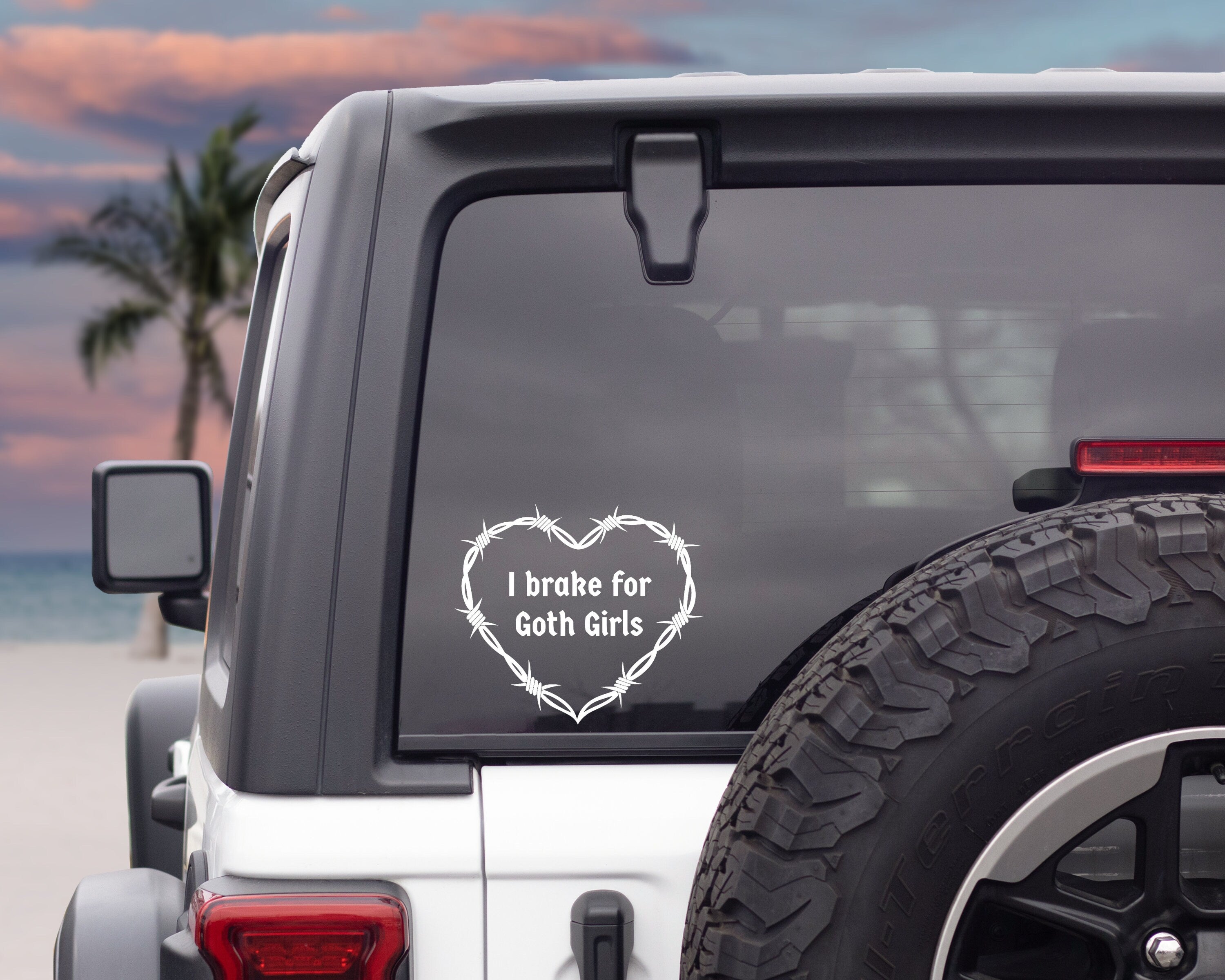 I Brake For Goth Girls Decal | Funny Car Bumper Sticker | Car Window Sticker | Custom Vinyl Decal | Multiple Sizes & Colours