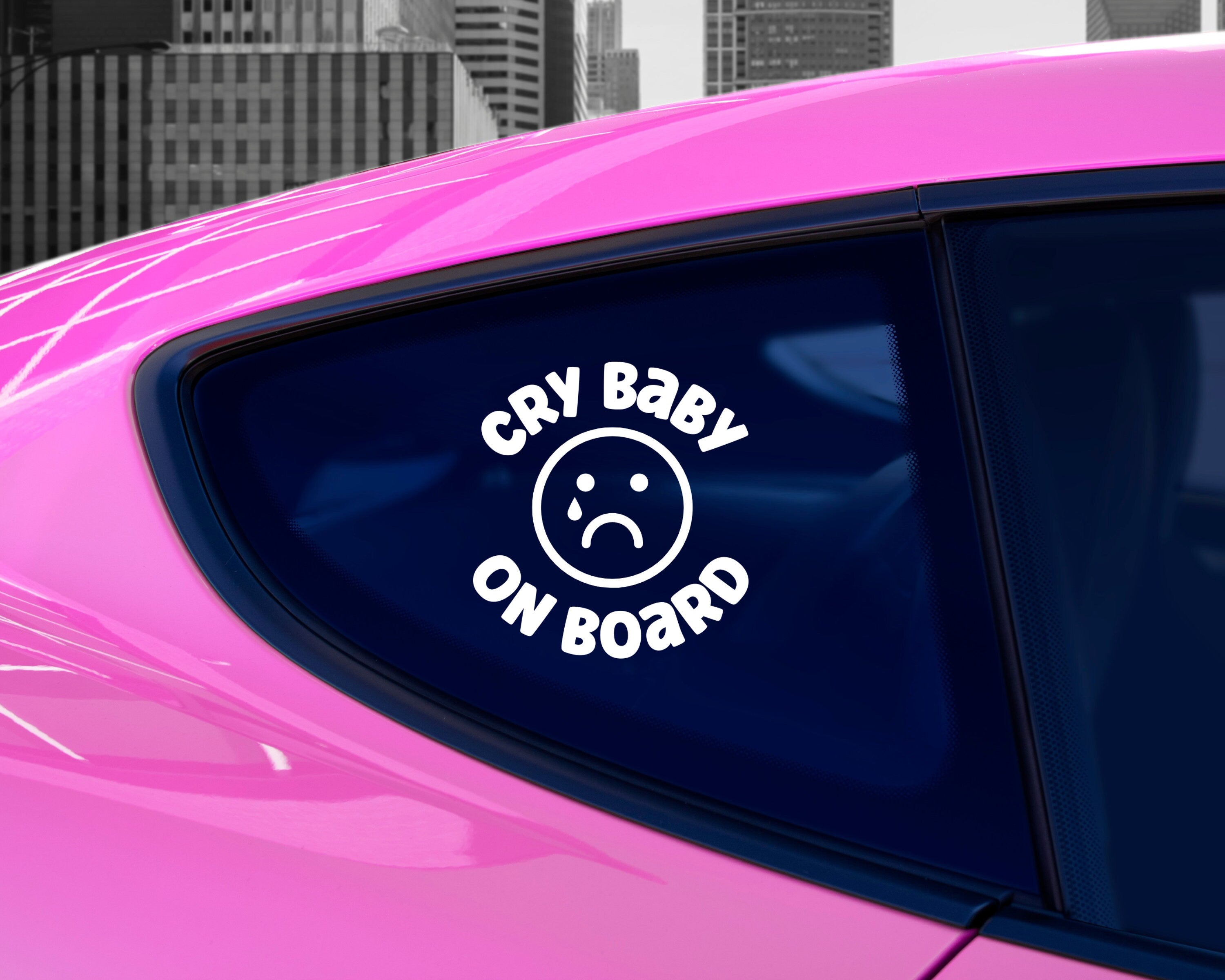 Cry Baby On Board Car Decal: Funny Bumper Sticker