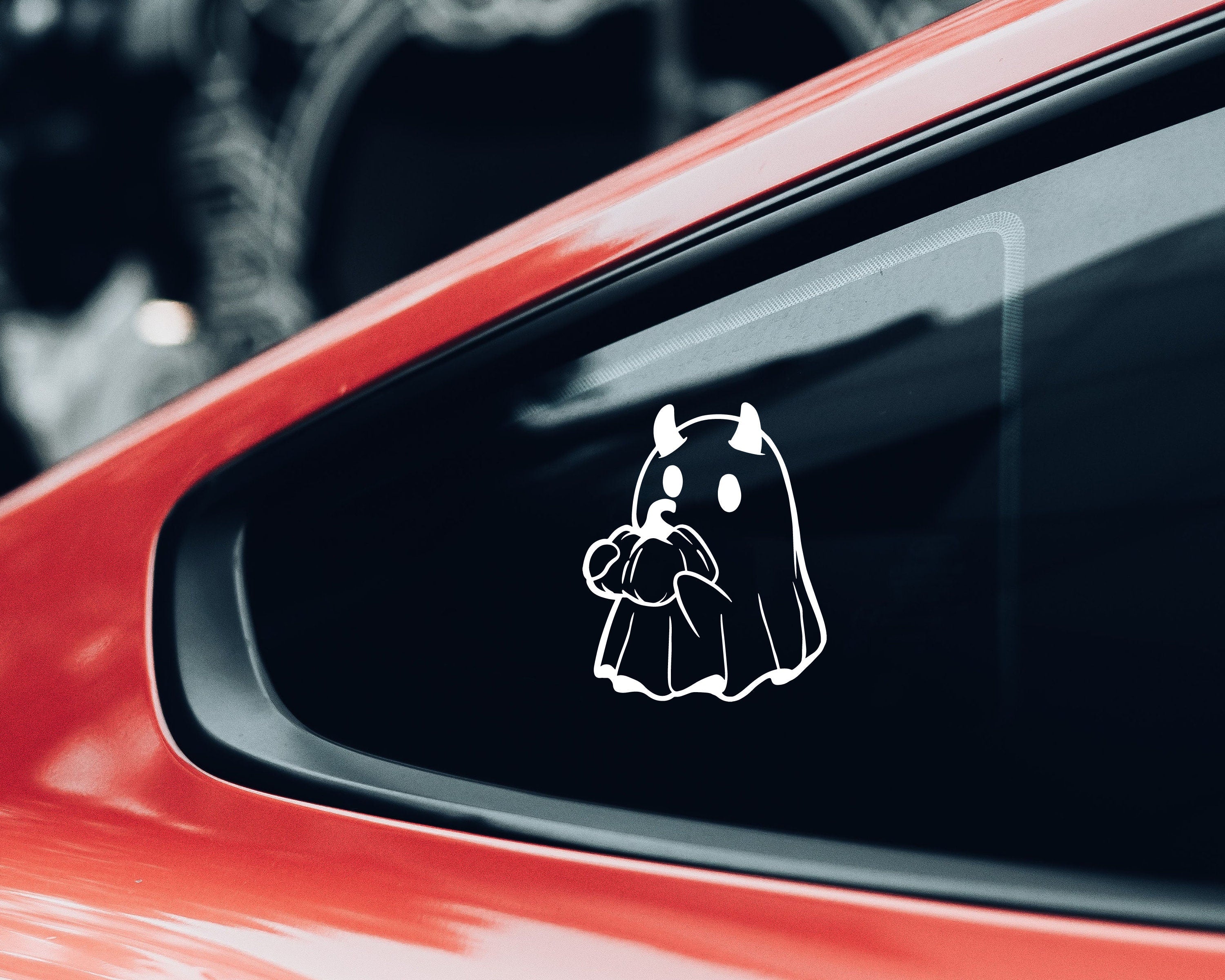 Ghost Car Decal | Cute Ghost Sticker | Halloween Ghost Decal | Pumpkin Decal | Decal for Cars, Trucks, Tumblers, Laptops | Spooky Decal