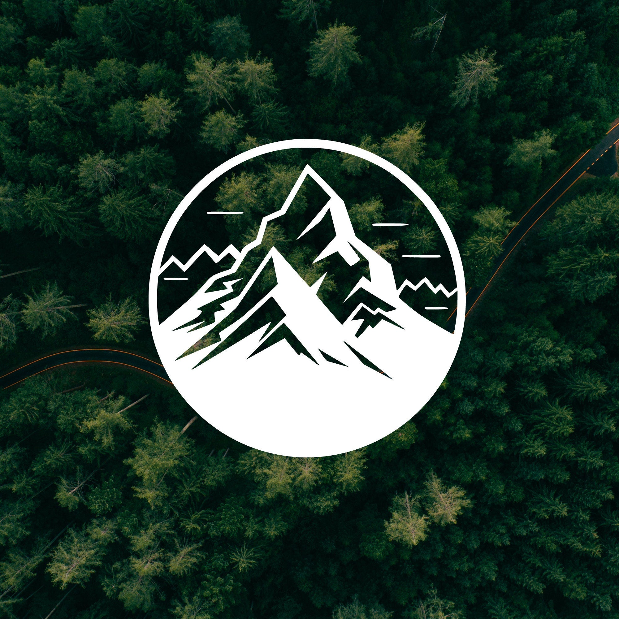 Mountain Circle Car Decal: Outdoor Adventure Vinyl Sticker