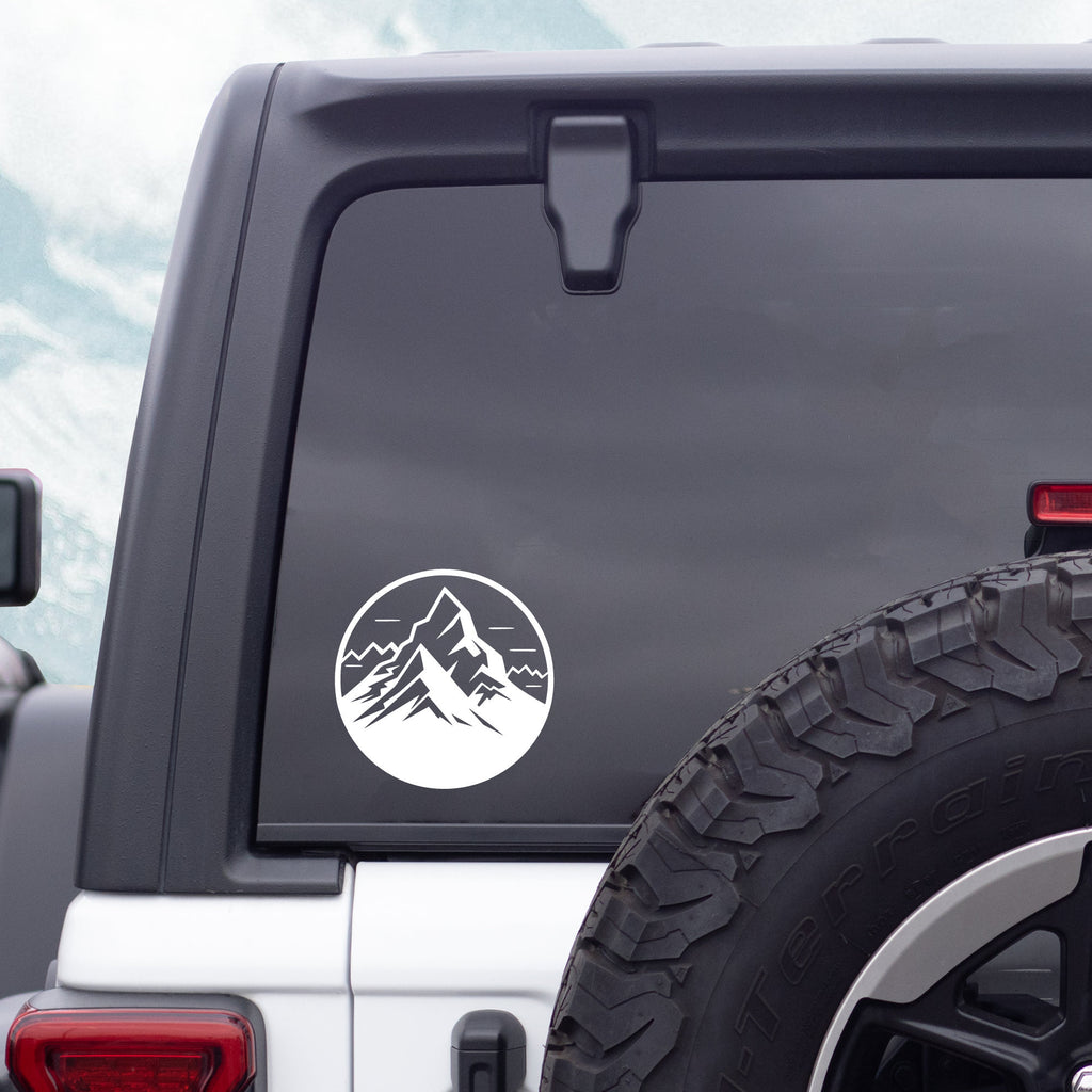 Mountain Circle Car Decal: Outdoor Adventure Vinyl Sticker