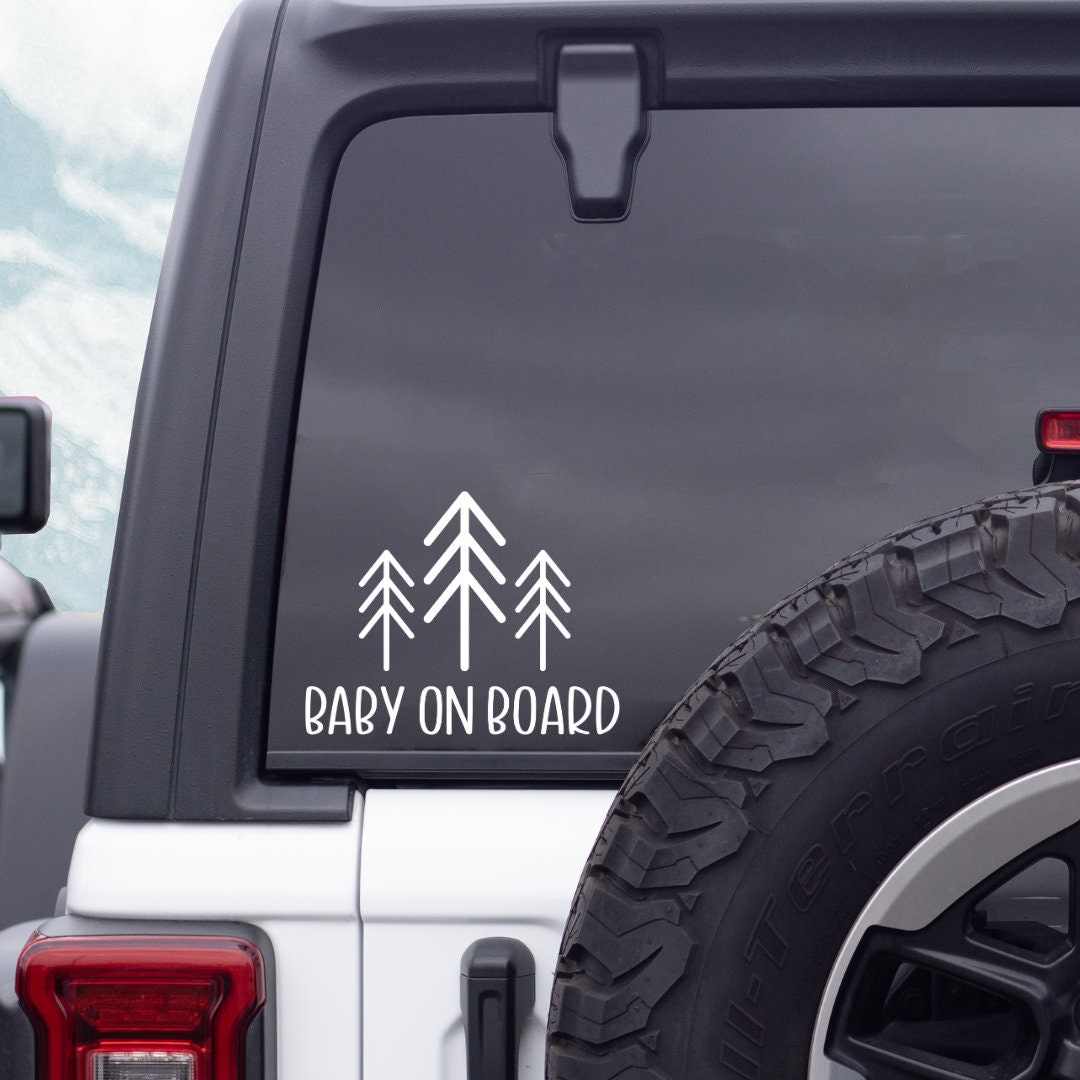Baby On Board Car Decal: Pine Tree Design, New Parent Gift