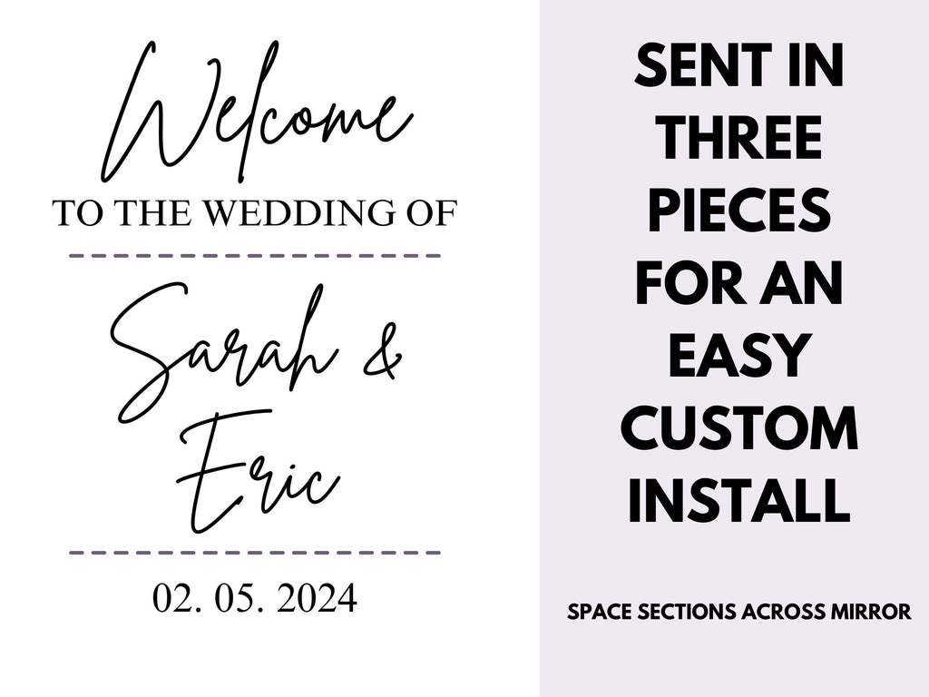 Custom Wedding Welcome Mirror Decal | Personalized Wedding Sticker | Wedding Reception Sign | Custom Vinyl Decal for Mirrors | Wedding Decor