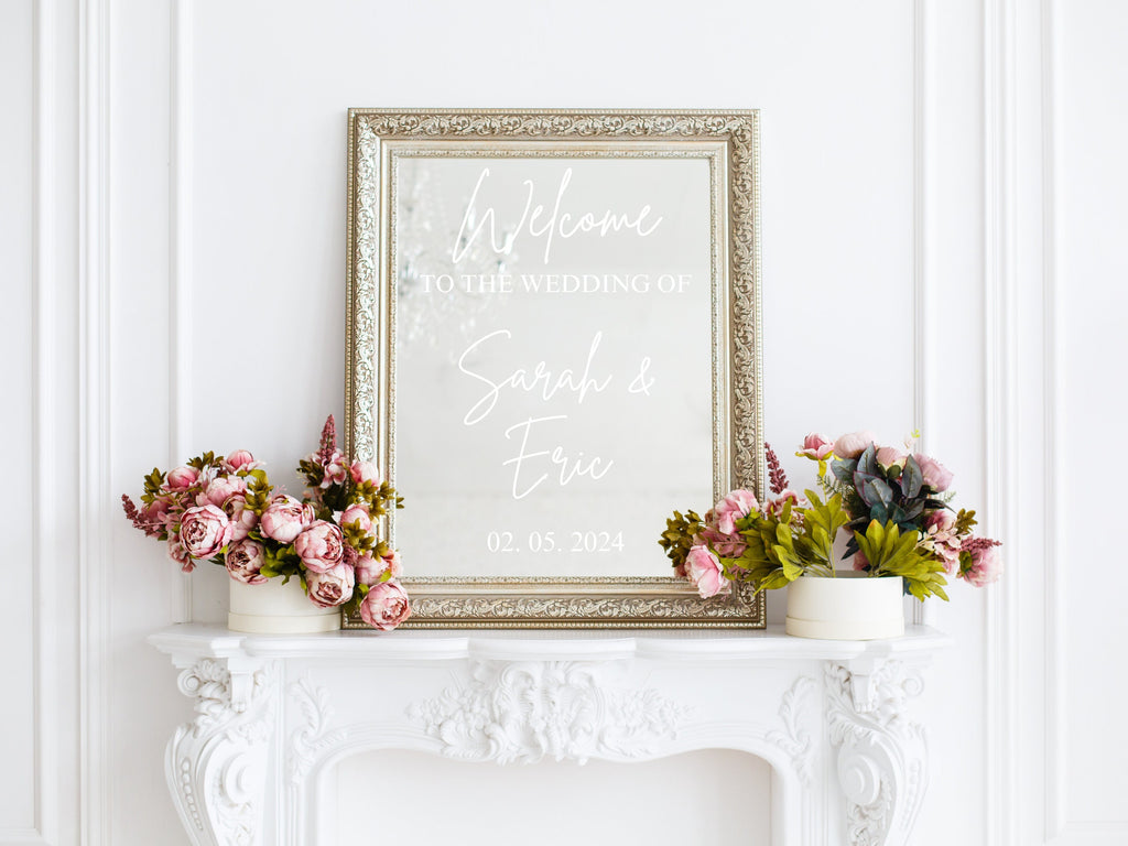 Custom Wedding Welcome Mirror Decal | Personalized Wedding Sticker | Wedding Reception Sign | Custom Vinyl Decal for Mirrors | Wedding Decor