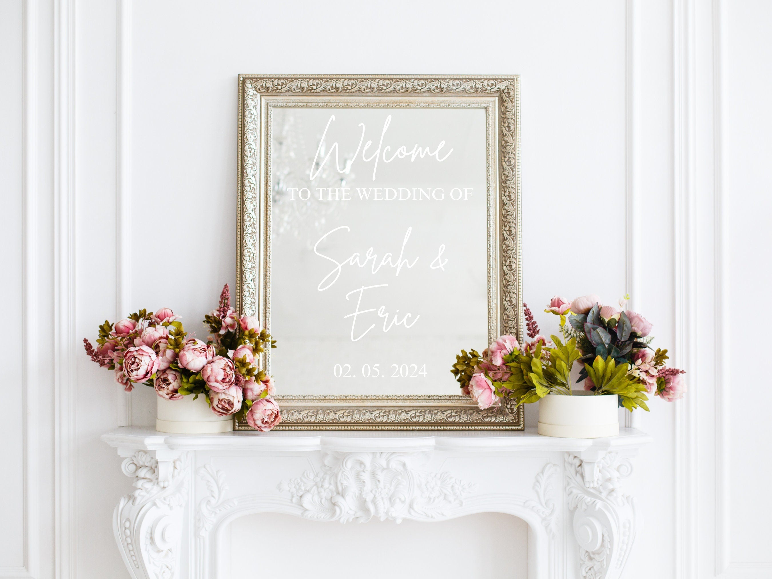 Custom Wedding Welcome Mirror Decal | Personalized Wedding Sticker | Wedding Reception Sign | Custom Vinyl Decal for Mirrors | Wedding Decor