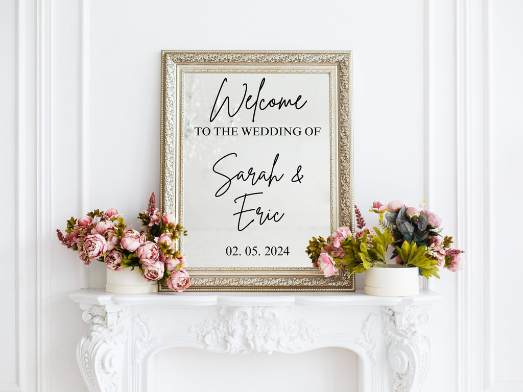 Custom Wedding Welcome Mirror Decal | Personalized Wedding Sticker | Wedding Reception Sign | Custom Vinyl Decal for Mirrors | Wedding Decor
